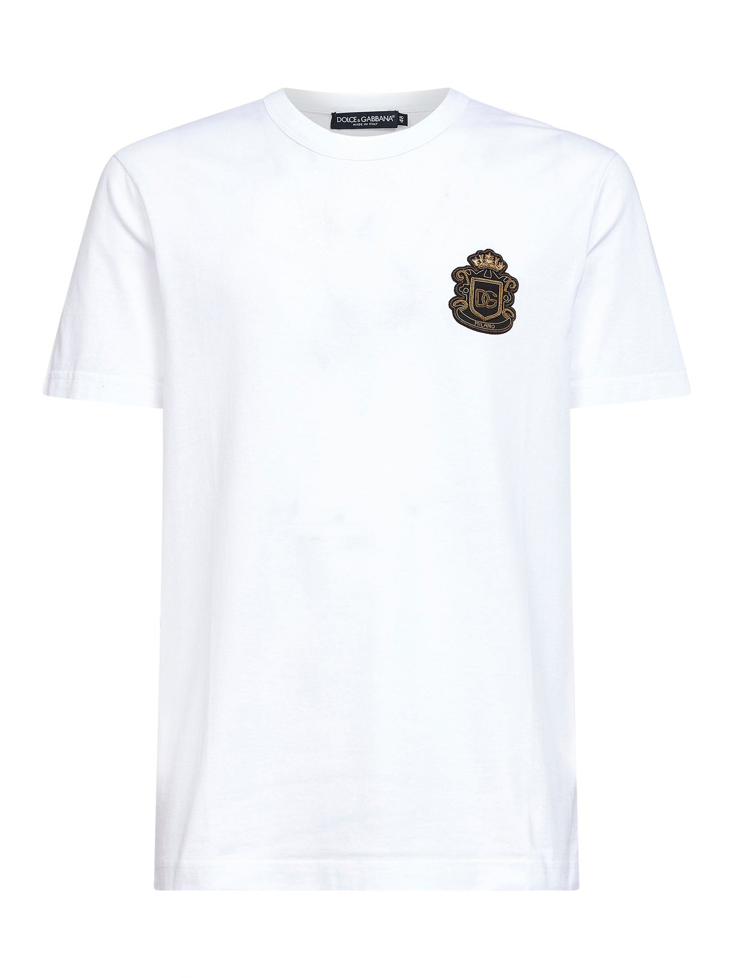 Dolce & Gabbana Men White Cotton Heraldic Patch T-Shirt DOLCE & GABBANA