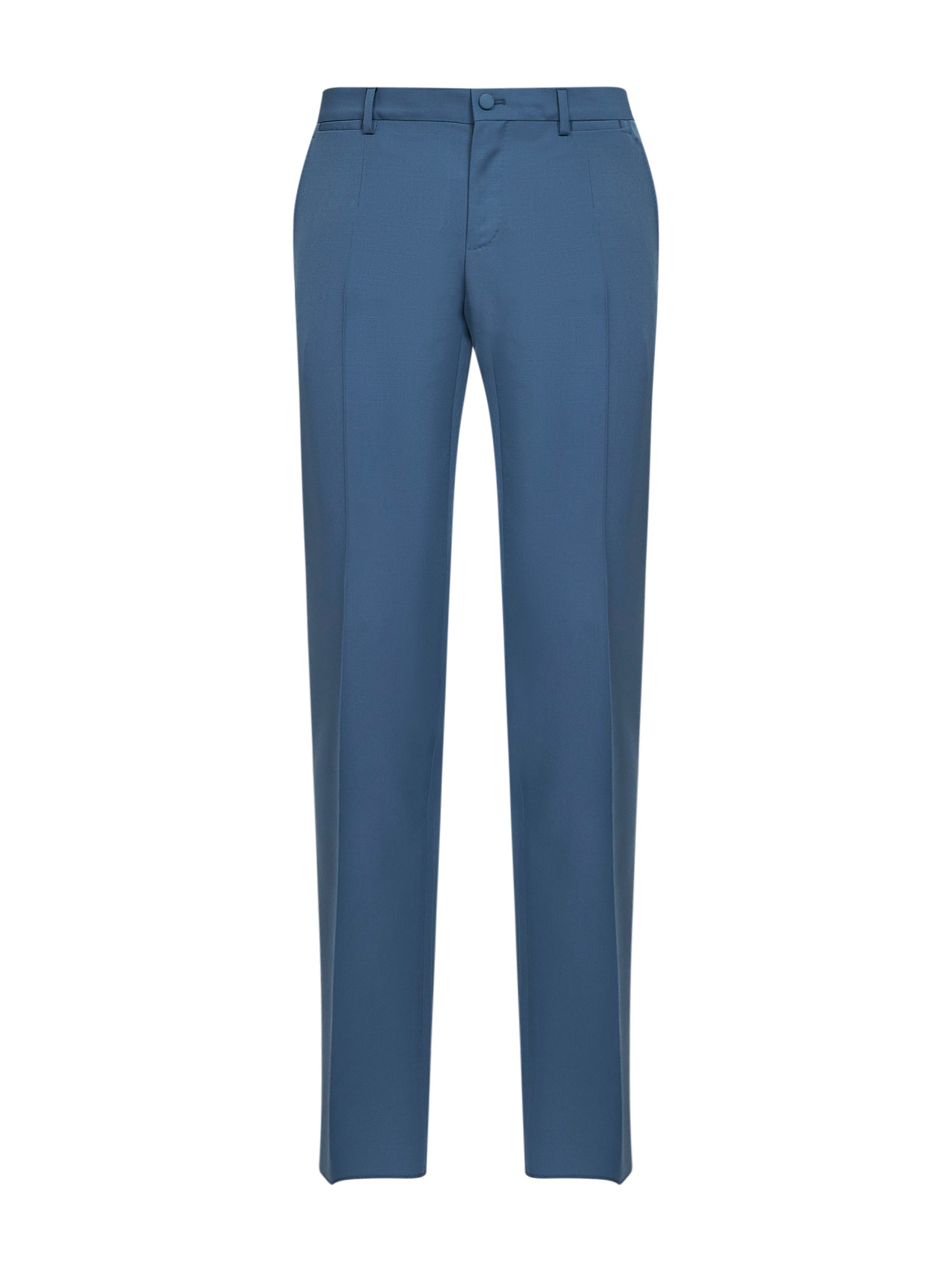 Dolce & Gabbana Men Avio Blue Virgin Wool Classic Trousers <Br/> DOLCE & GABBANA