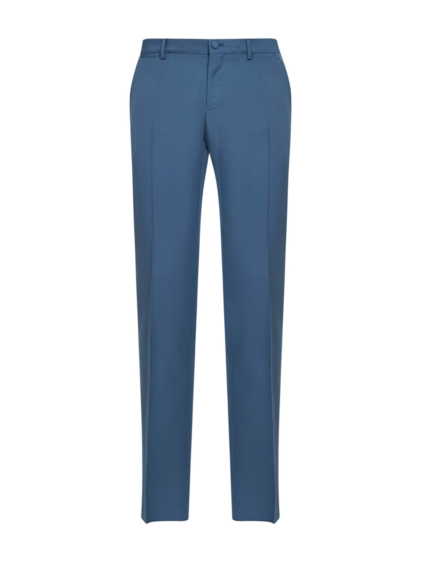 Dolce & Gabbana Men Avio Blue Virgin Wool Classic Trousers <Br/> DOLCE & GABBANA