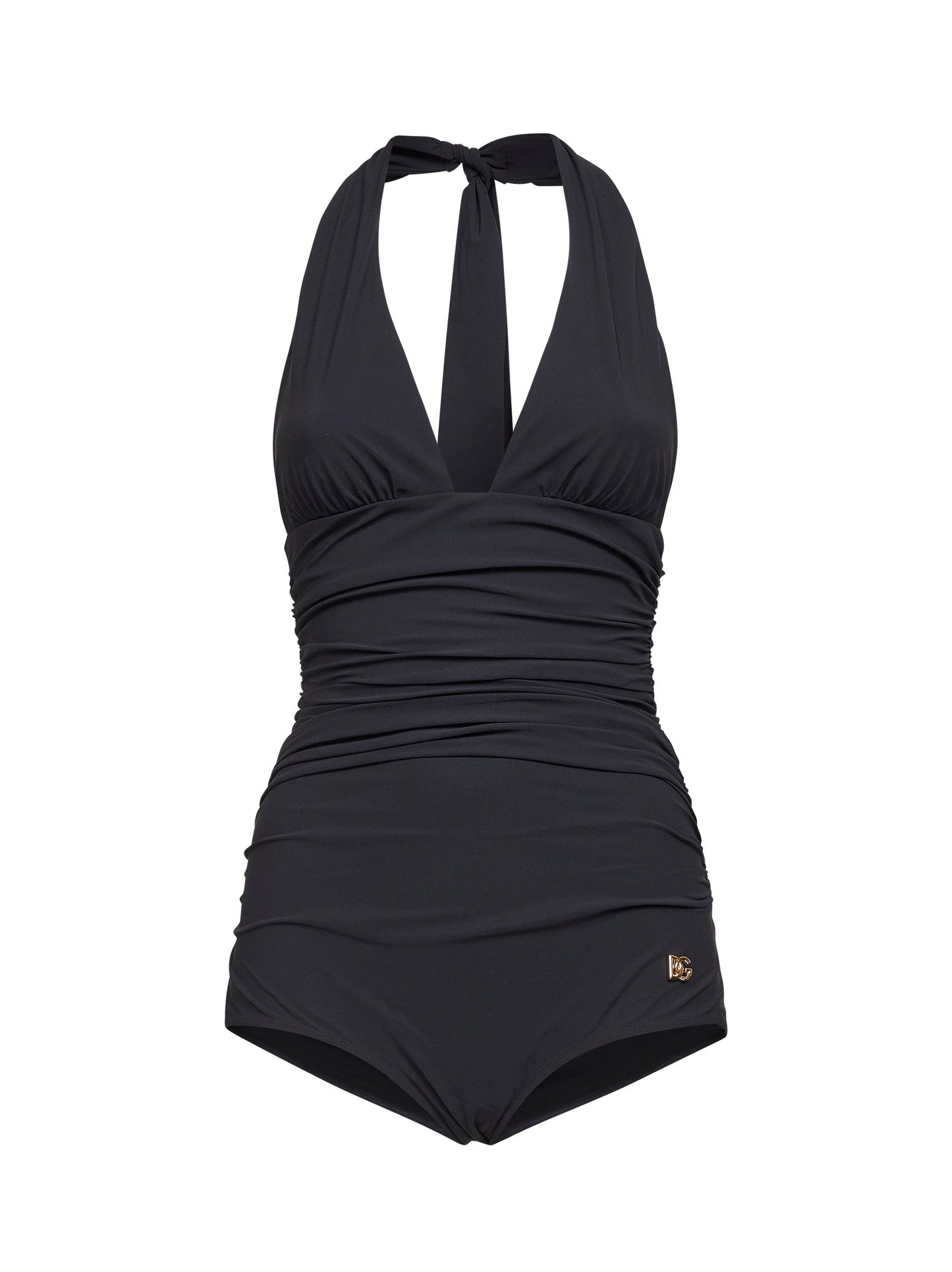 Dolce & Gabbana Women Black Sensitive Fabric Draped One-Piece Swimsuit DOLCE & GABBANA