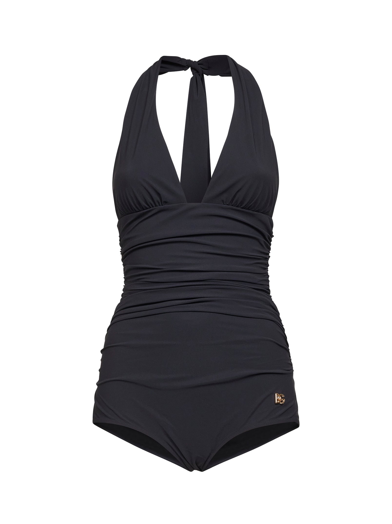 Dolce & Gabbana Women Black Sensitive Fabric Draped One-Piece Swimsuit DOLCE & GABBANA