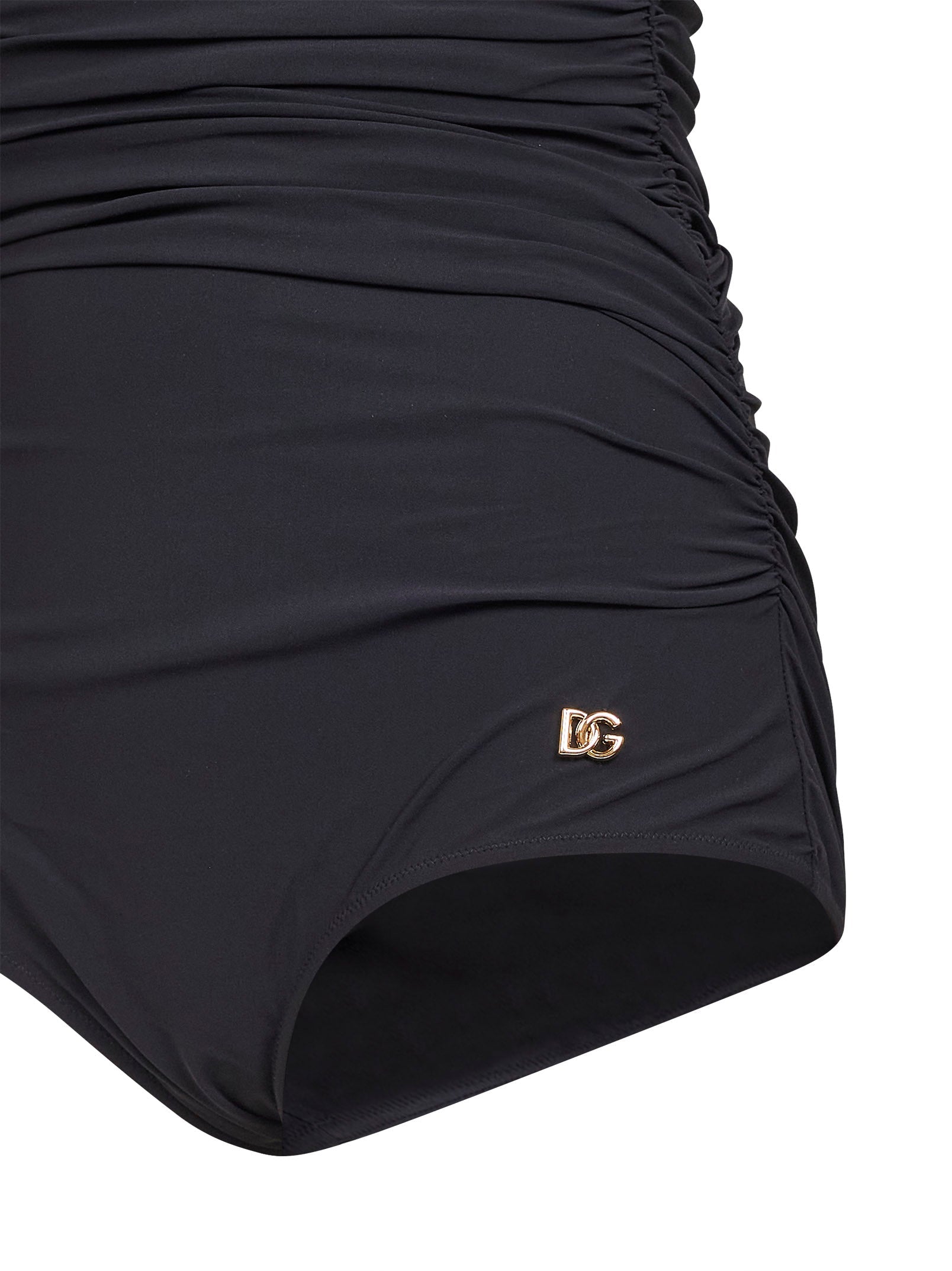 Dolce & Gabbana Women Black Sensitive Fabric Draped One-Piece Swimsuit DOLCE & GABBANA