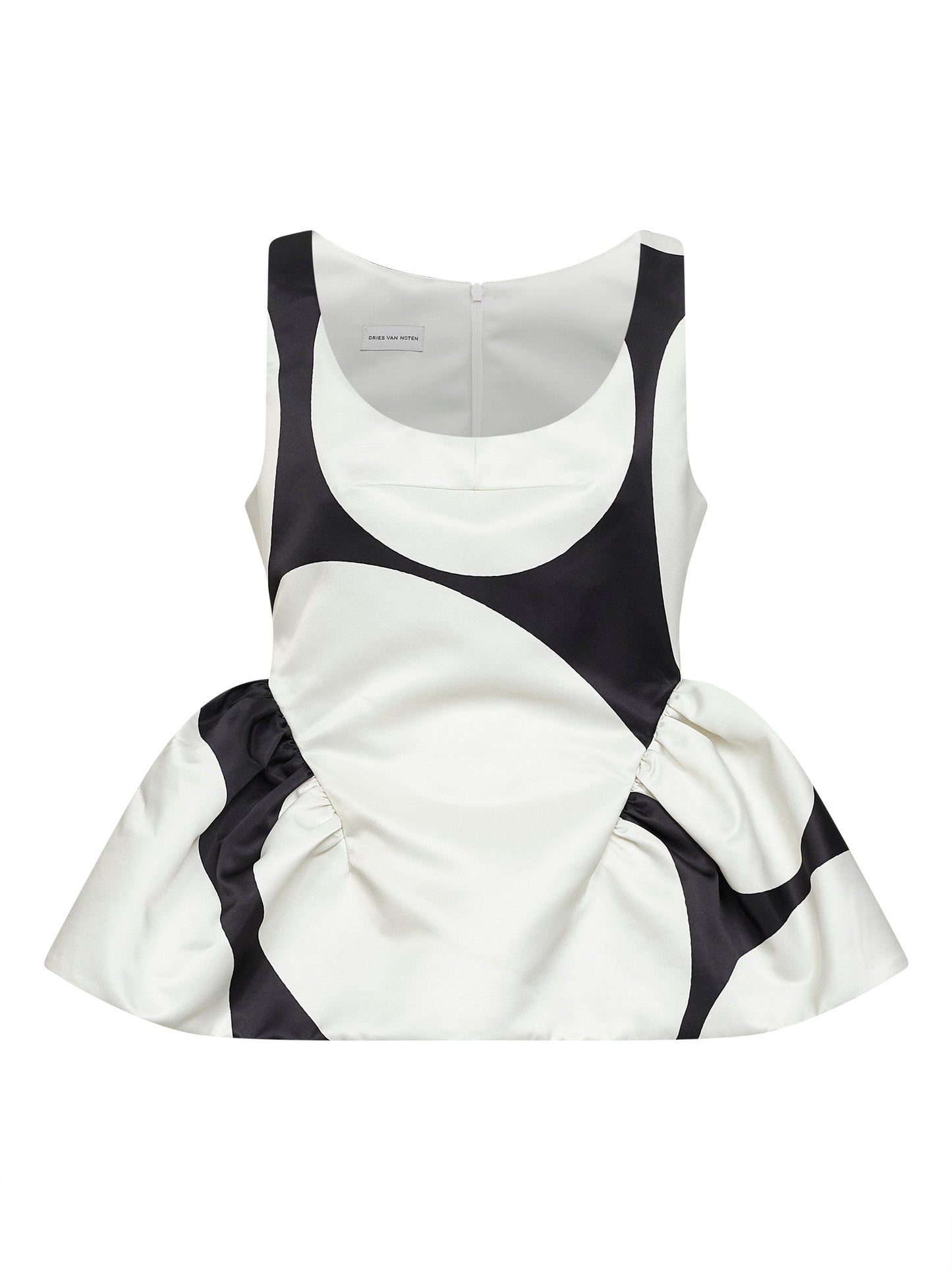 Dries Van Noten Women Black Duchess Oversized Ellipses-Print Peplum Top DRIES VAN NOTEN