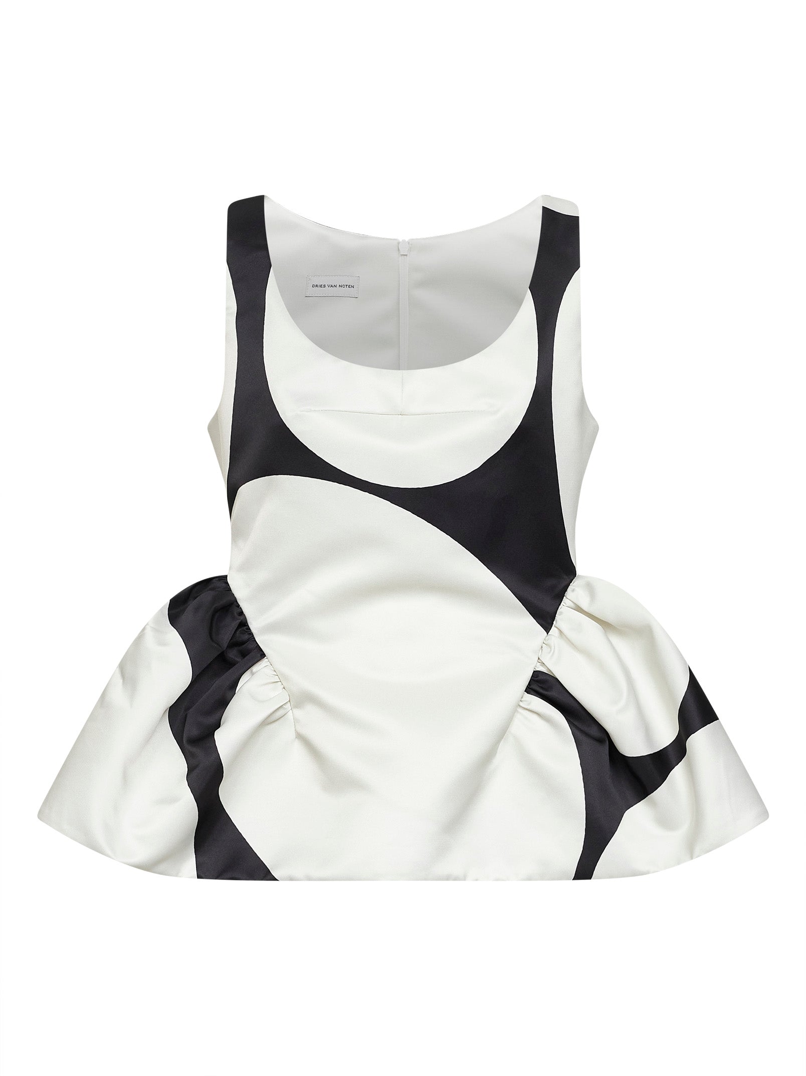 Dries Van Noten Women Black Duchess Oversized Ellipses-Print Peplum Top DRIES VAN NOTEN