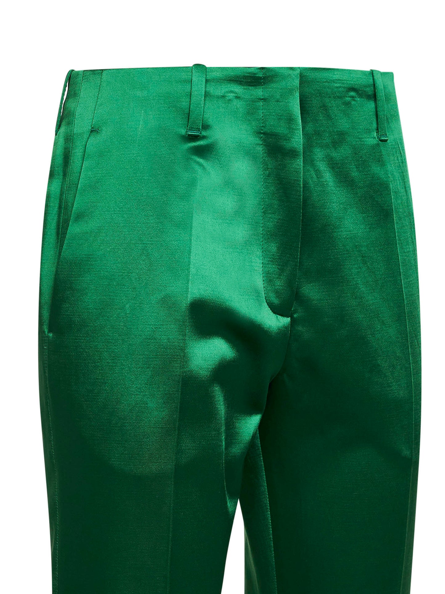 Dries Van Noten Women Green Satin Bootcut Trousers DRIES VAN NOTEN