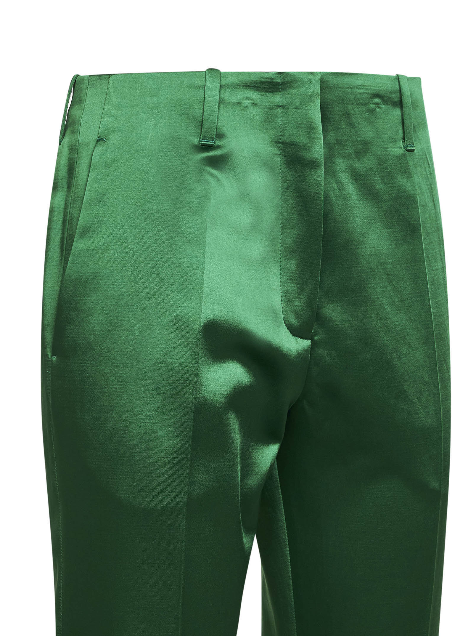 Dries Van Noten Women Green Satin Bootcut Trousers DRIES VAN NOTEN
