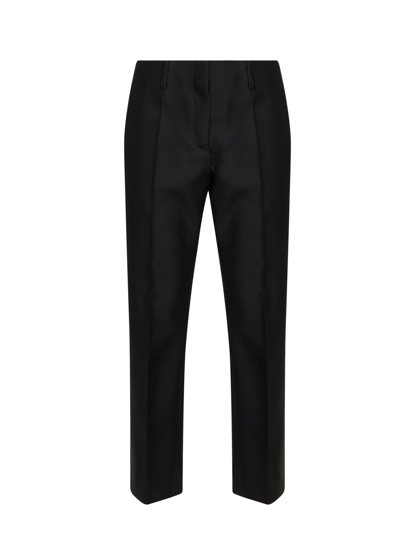 Dries Van Noten Women Black Rounded Wool Silk Tailored Cropped Trousers DRIES VAN NOTEN