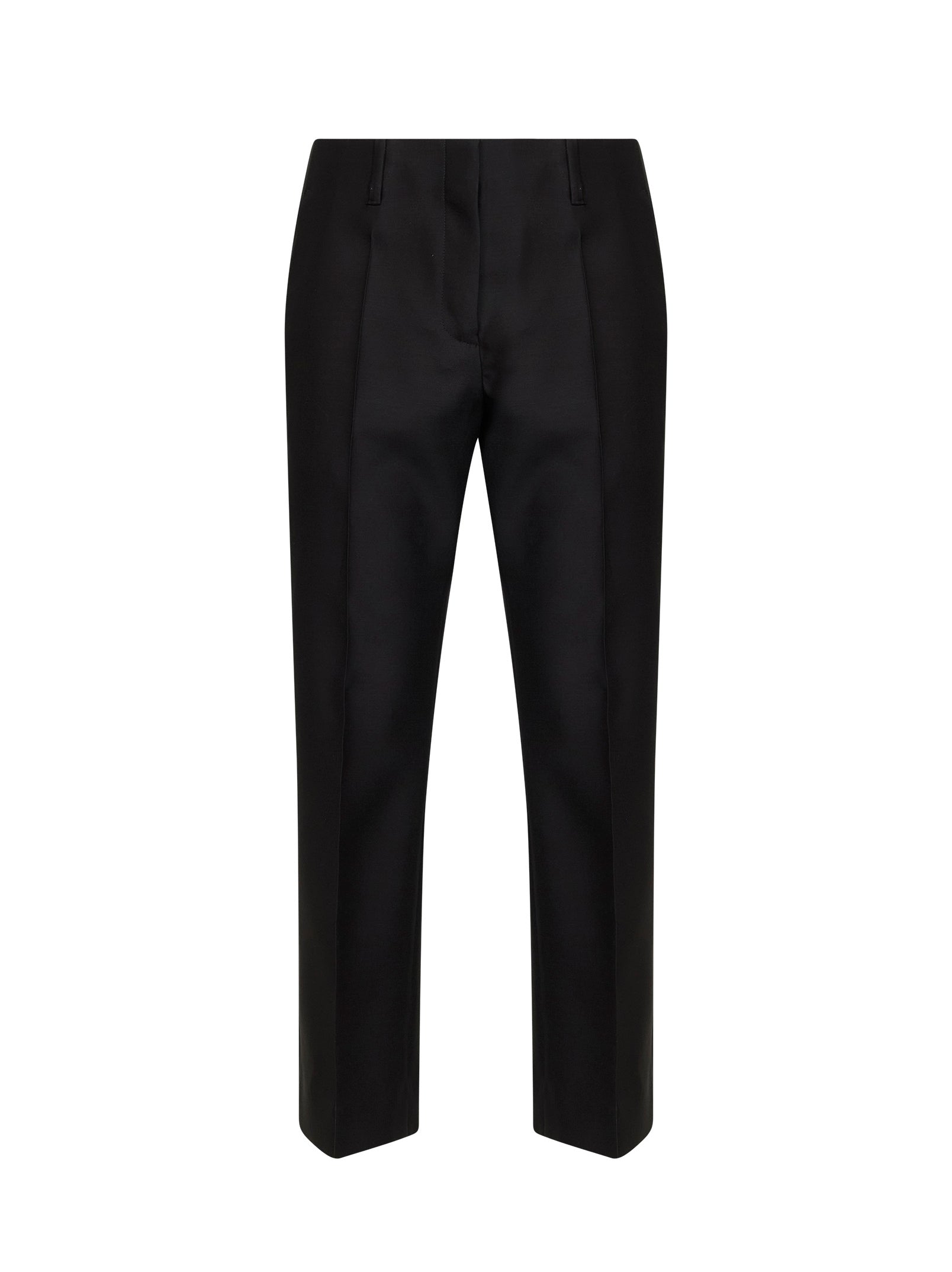 Dries Van Noten Women Black Rounded Wool Silk Tailored Cropped Trousers DRIES VAN NOTEN