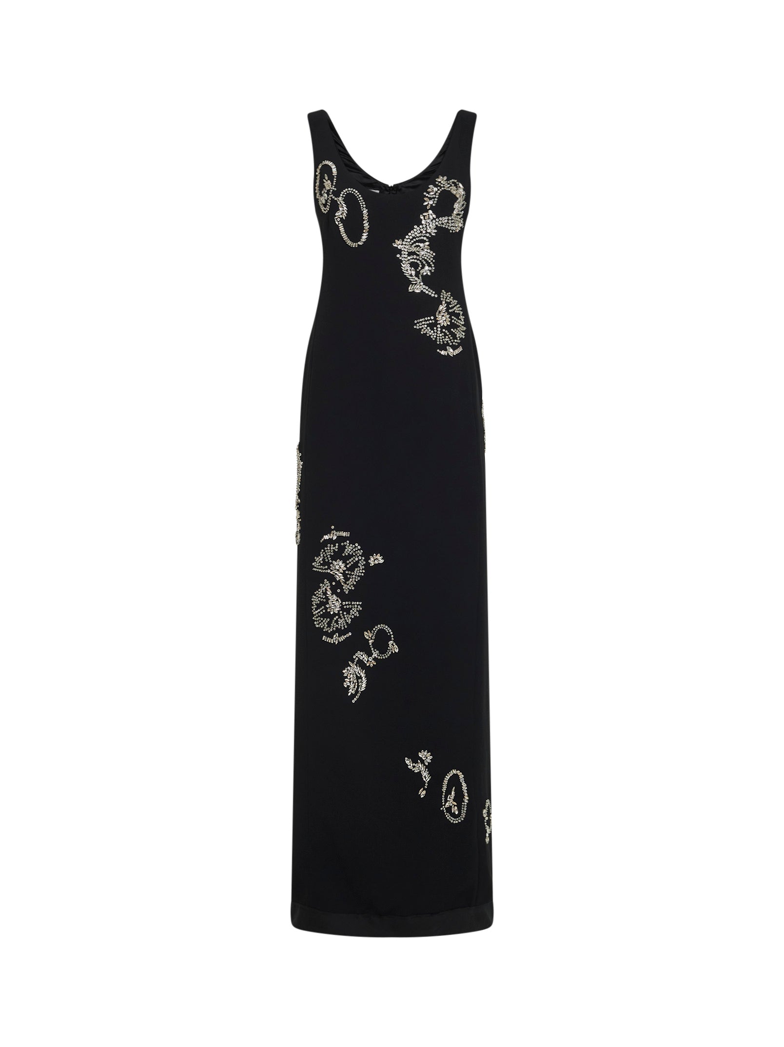 Dries Van Noten Women Black Crepe Long Embroidered Dress DRIES VAN NOTEN