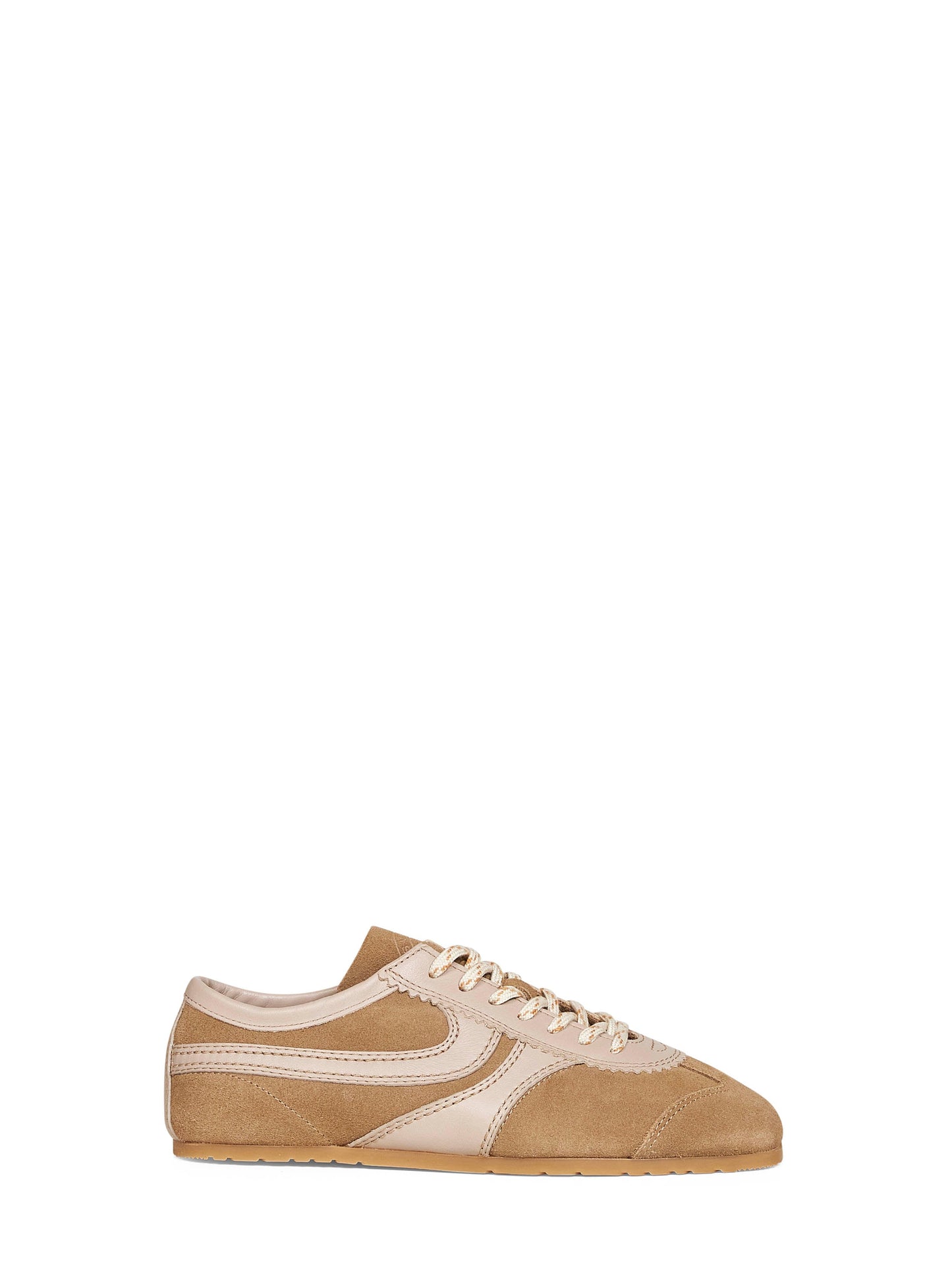 Dries Van Noten Women Beige Suede Sneakers With Leather Details DRIES VAN NOTEN