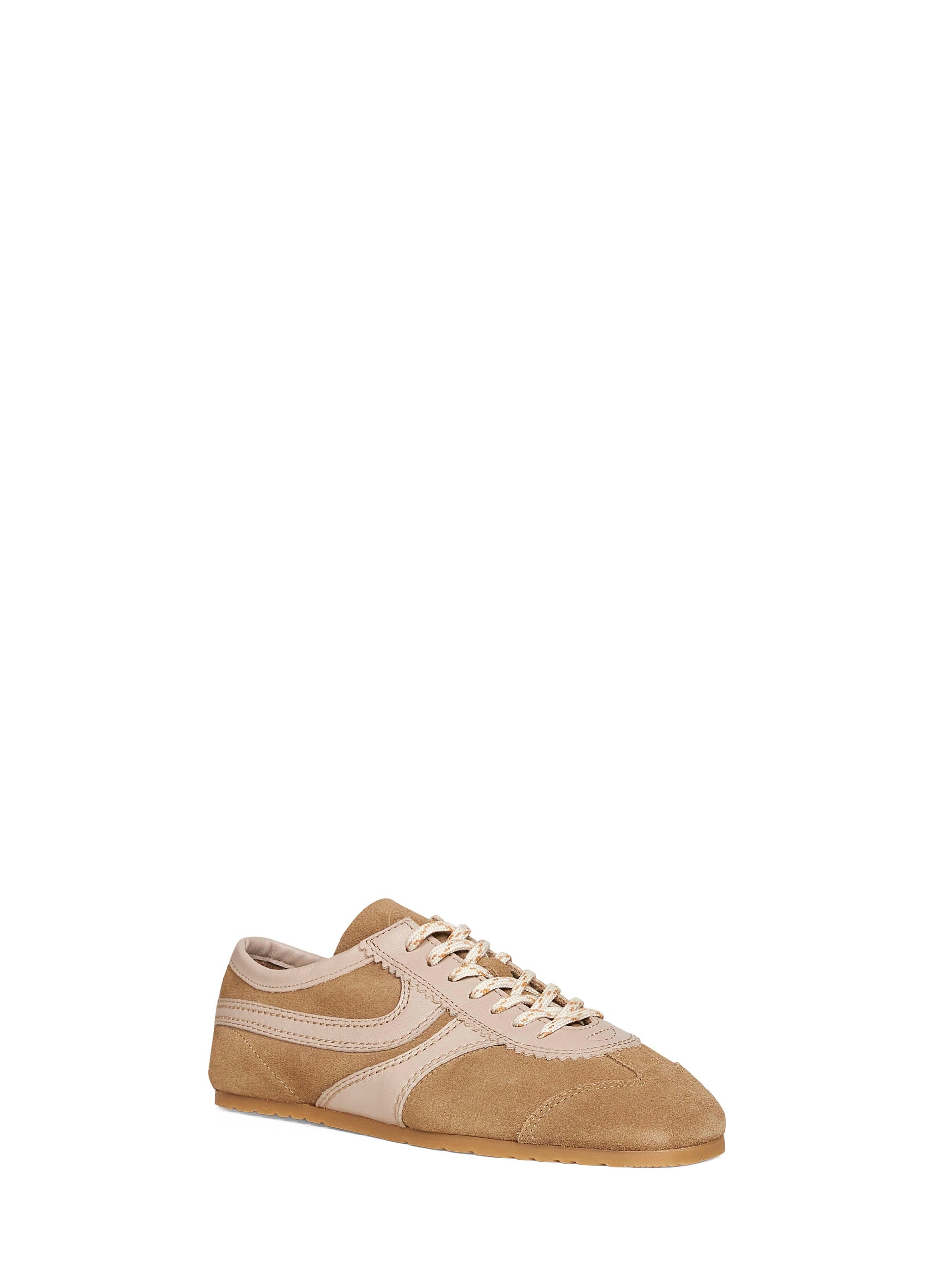 Dries Van Noten Women Beige Suede Sneakers With Leather Details DRIES VAN NOTEN