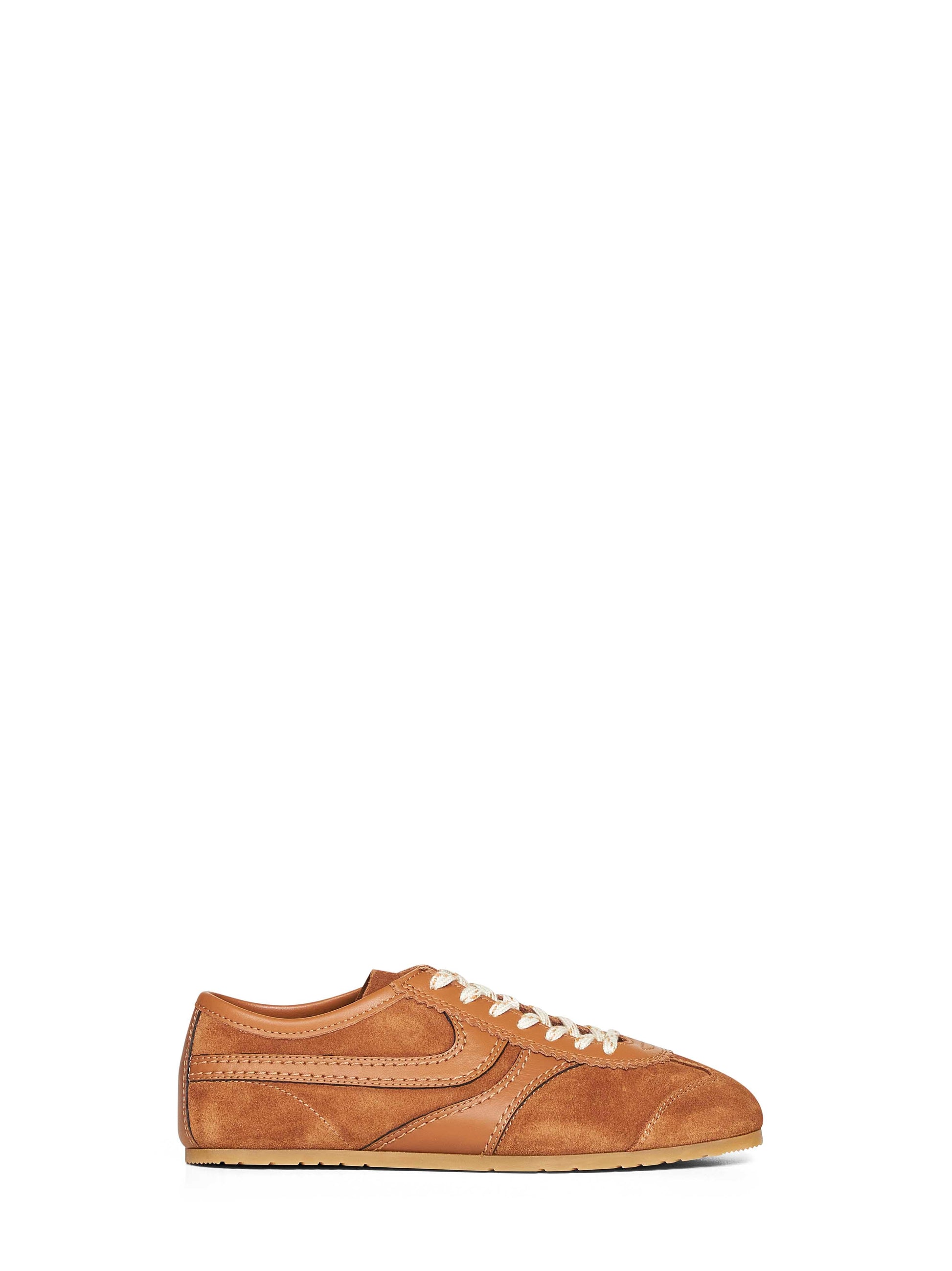 Dries Van Noten Women Tan Suede Sneakers With Leather Details DRIES VAN NOTEN