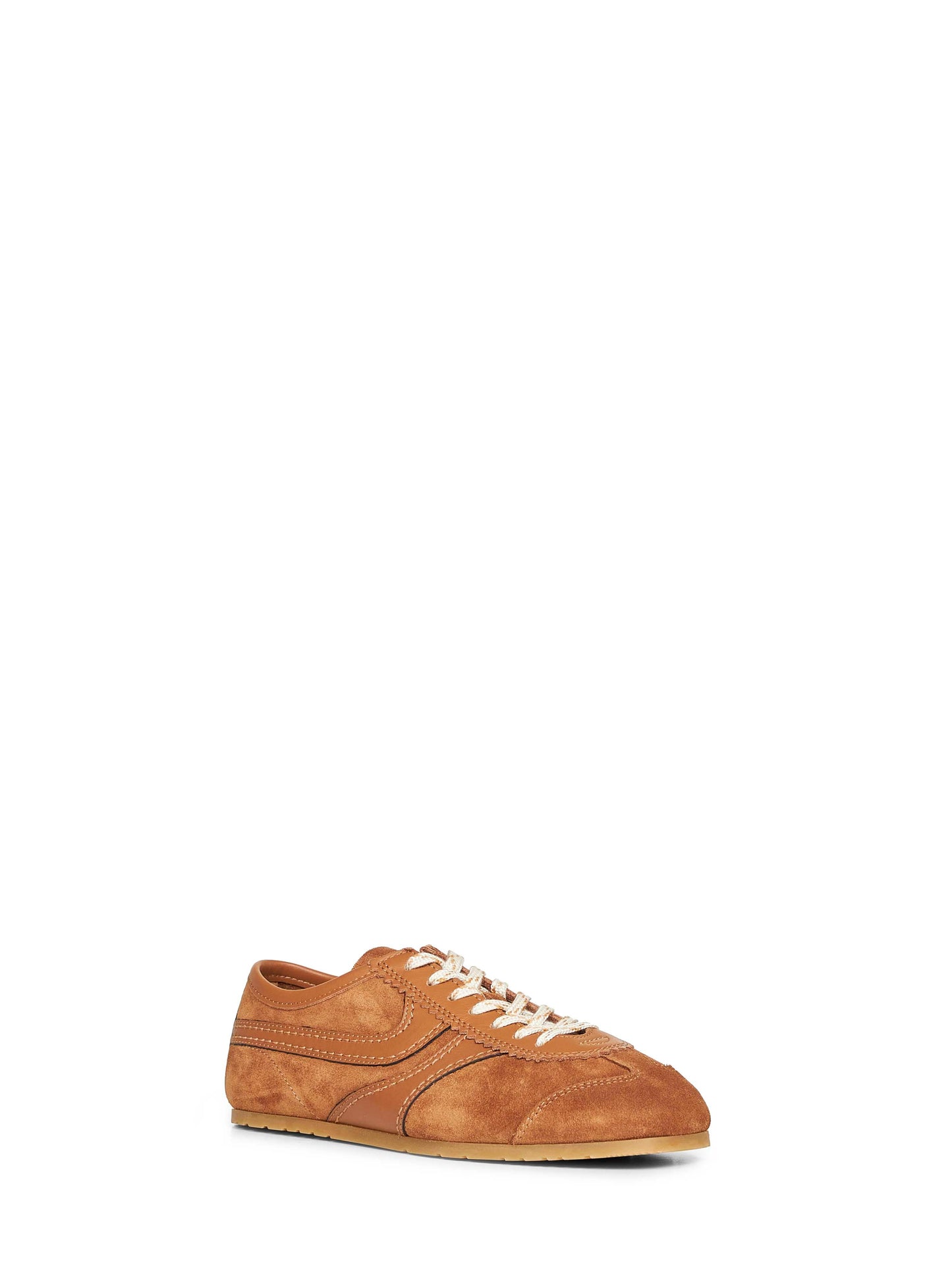 Dries Van Noten Women Tan Suede Sneakers With Leather Details DRIES VAN NOTEN