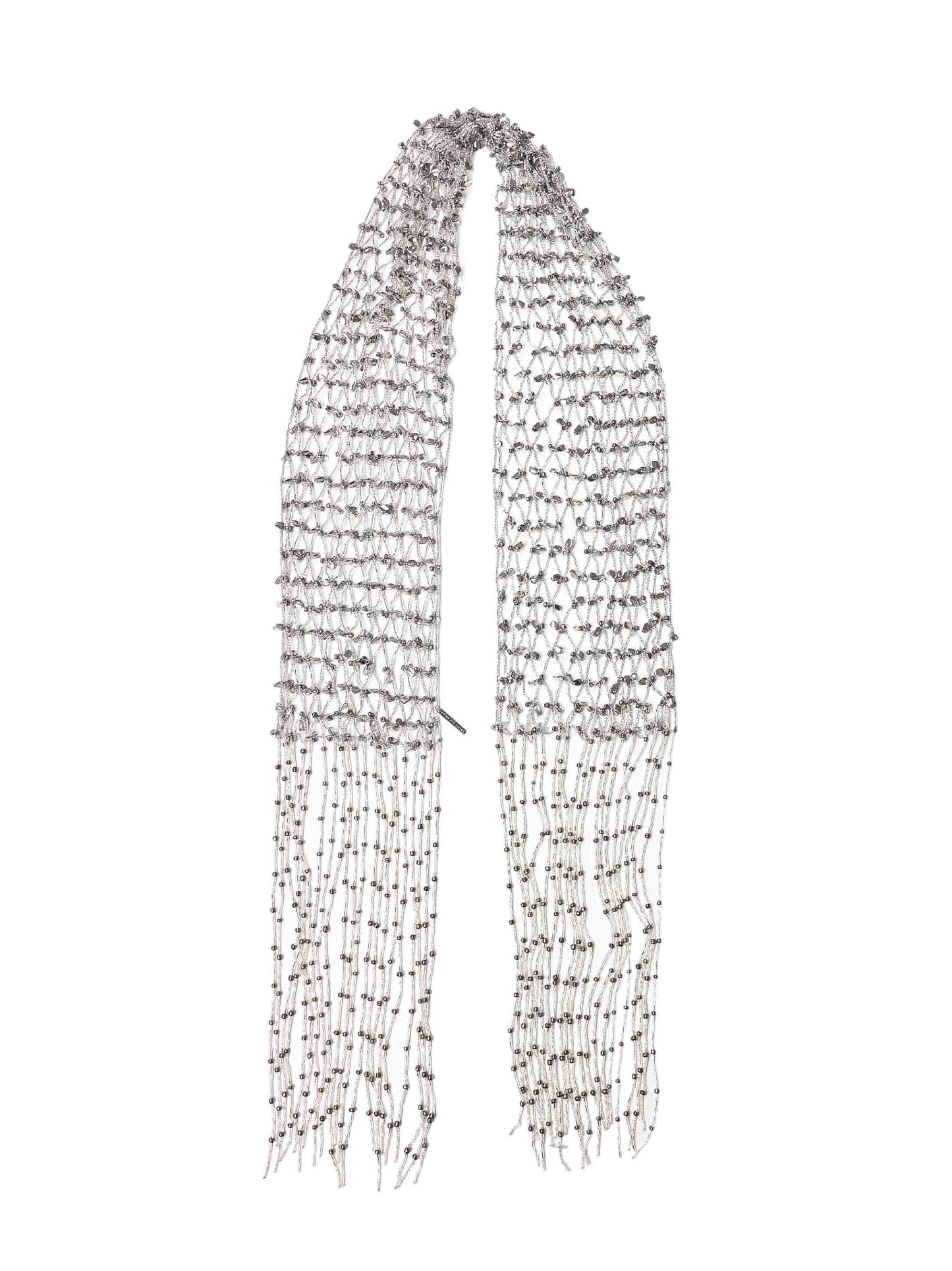 Dries Van Noten Women Silver Beaded Scarf-Like Necklace DRIES VAN NOTEN
