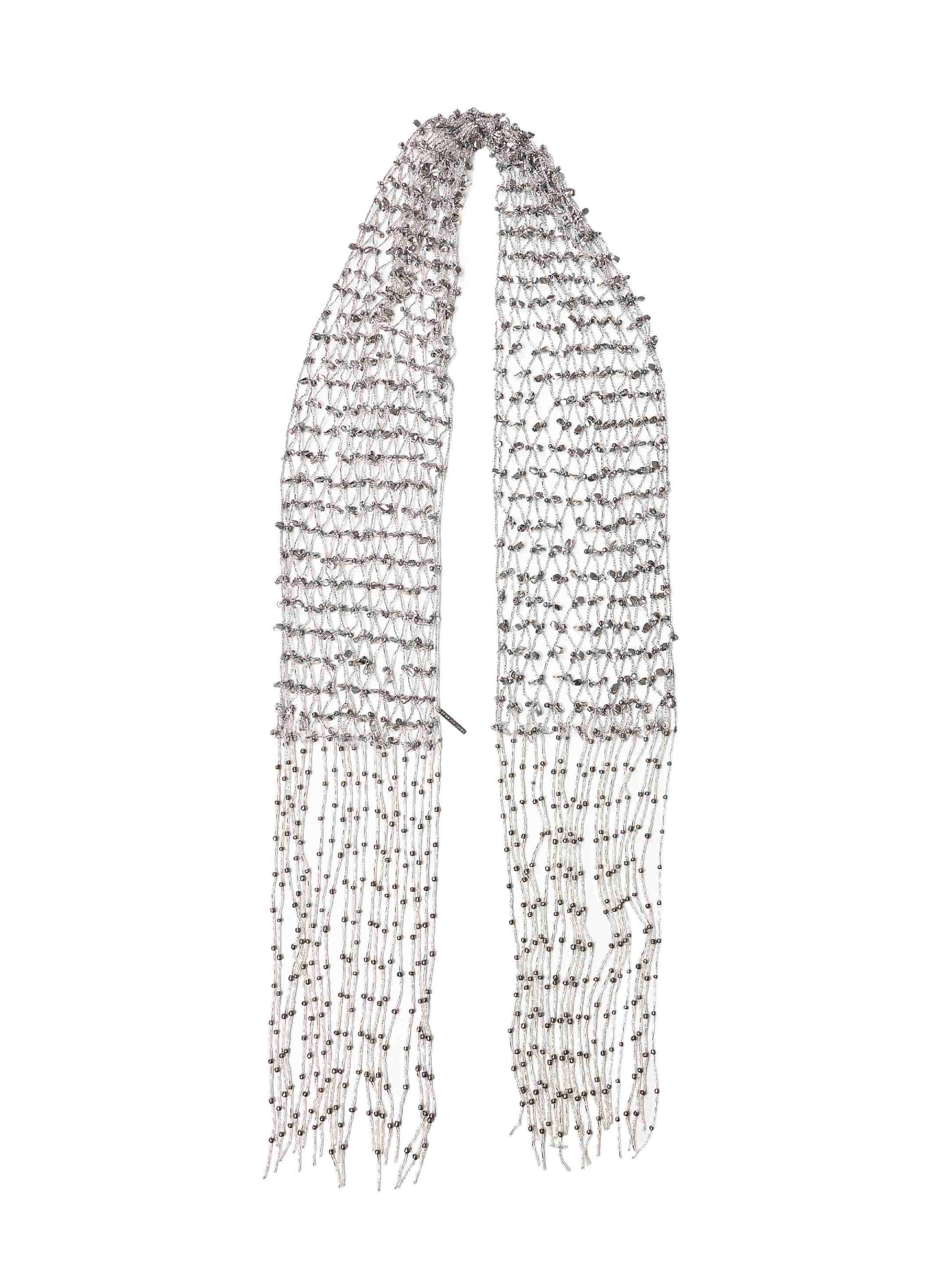 Dries Van Noten Women Silver Beaded Scarf-Like Necklace DRIES VAN NOTEN