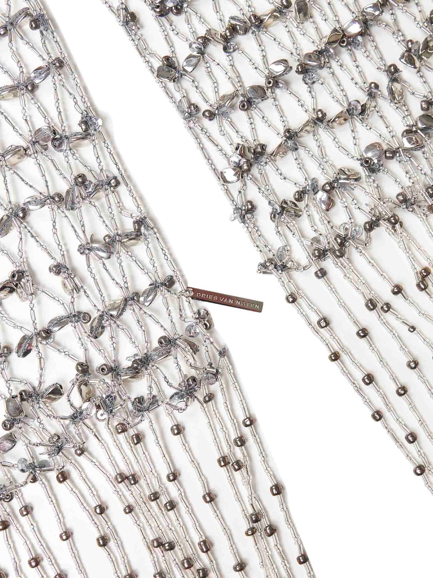 Dries Van Noten Women Silver Beaded Scarf-Like Necklace DRIES VAN NOTEN