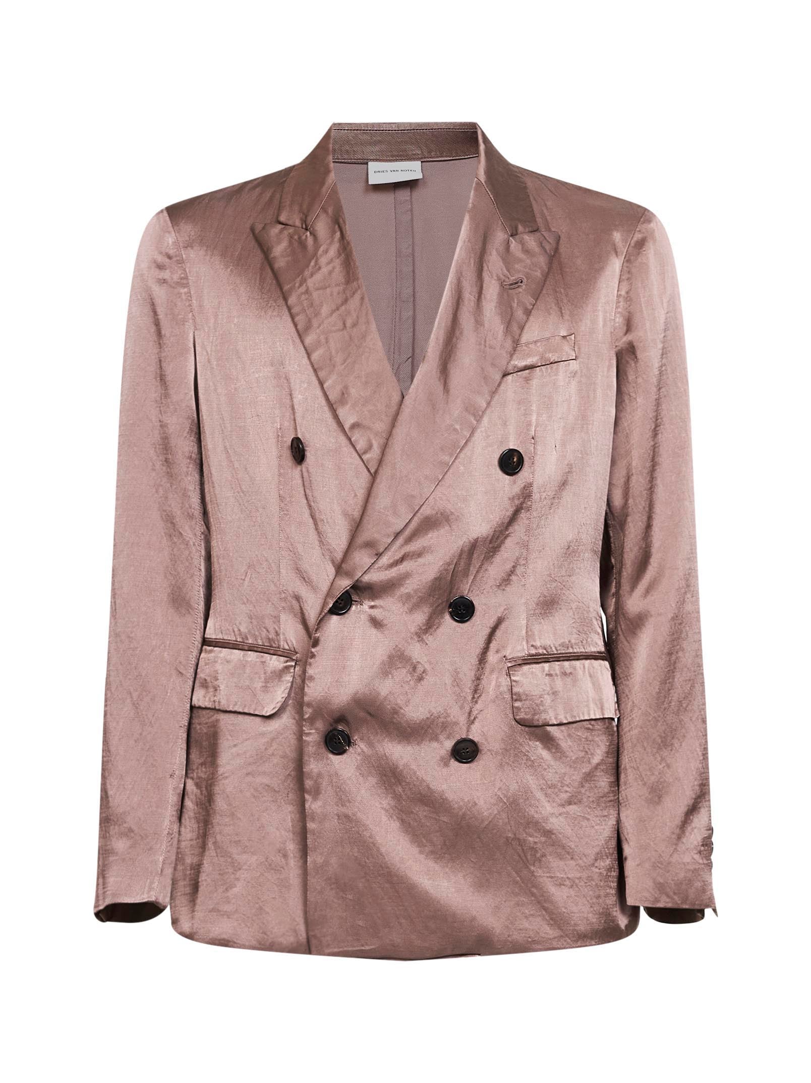 Dries Van Noten Men Old Rose Viscose And Cotton Double-Breasted Blazer DRIES VAN NOTEN