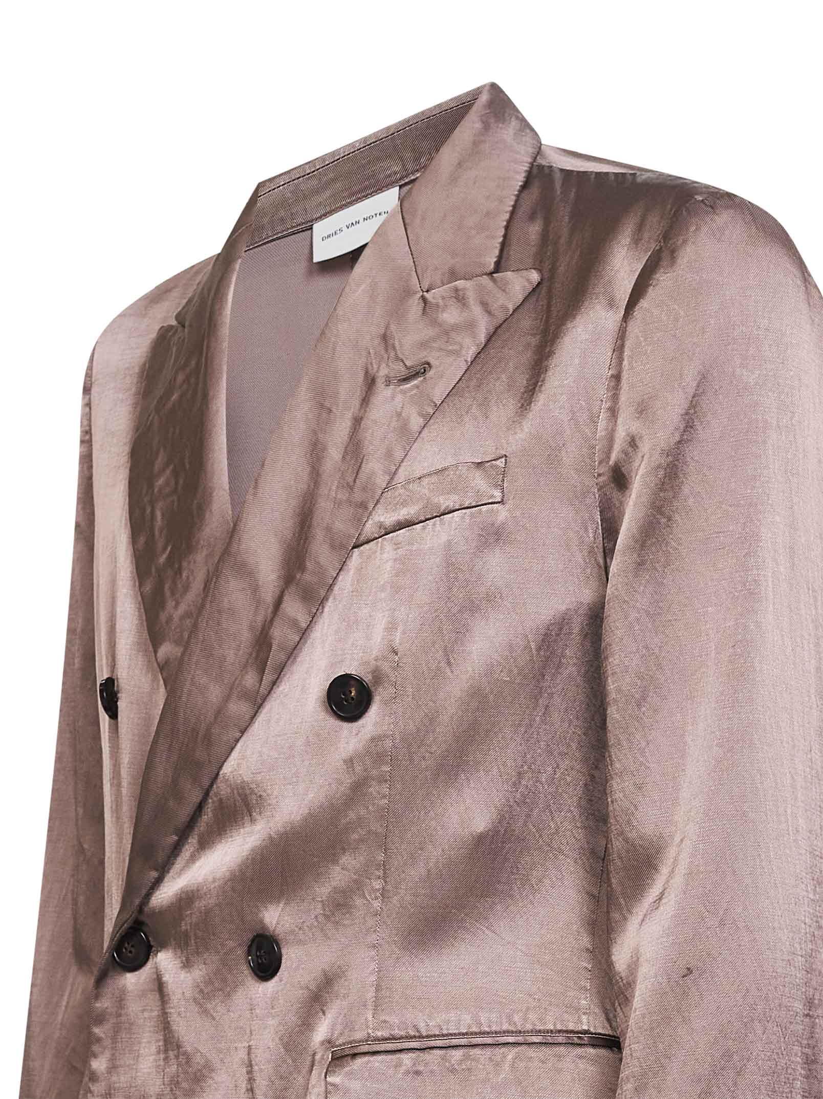 Dries Van Noten Men Old Rose Viscose And Cotton Double-Breasted Blazer DRIES VAN NOTEN