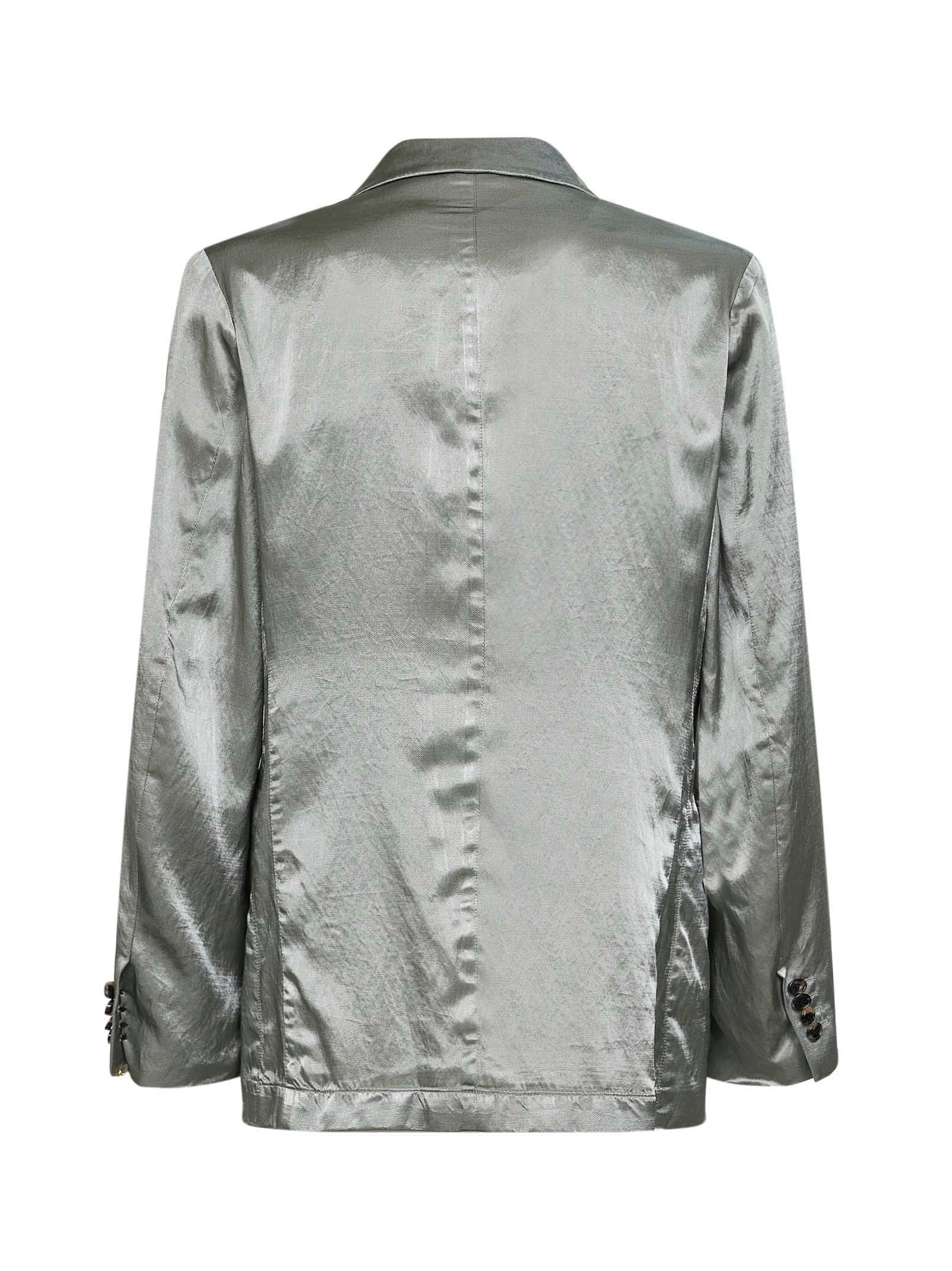 Dries Van Noten Men Mint Green Viscose And Cotton Double-Breasted Blazer DRIES VAN NOTEN