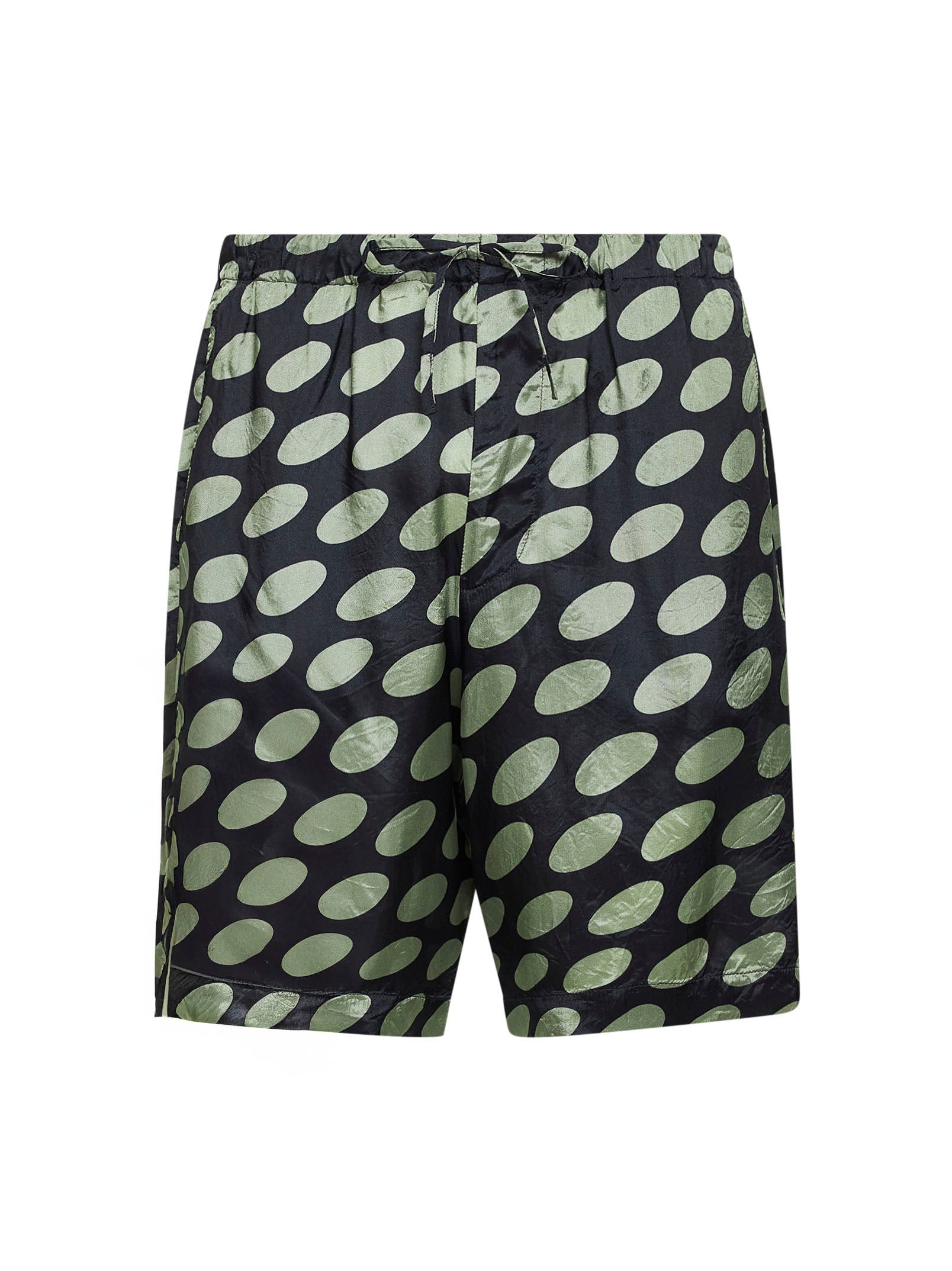 Dries Van Noten Men Black Cupro Soft Ellipses-Printed Shorts DRIES VAN NOTEN