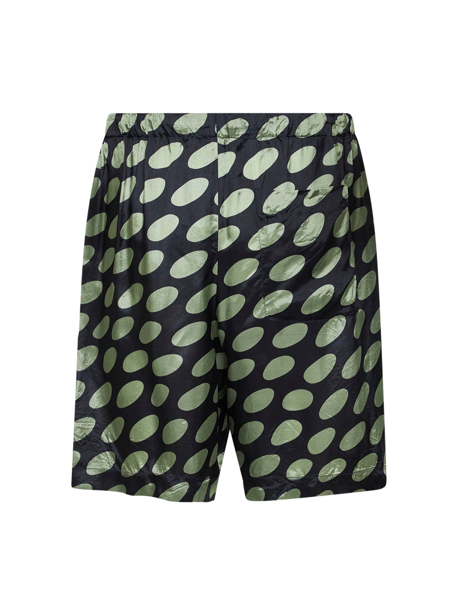 Dries Van Noten Men Black Cupro Soft Ellipses-Printed Shorts DRIES VAN NOTEN