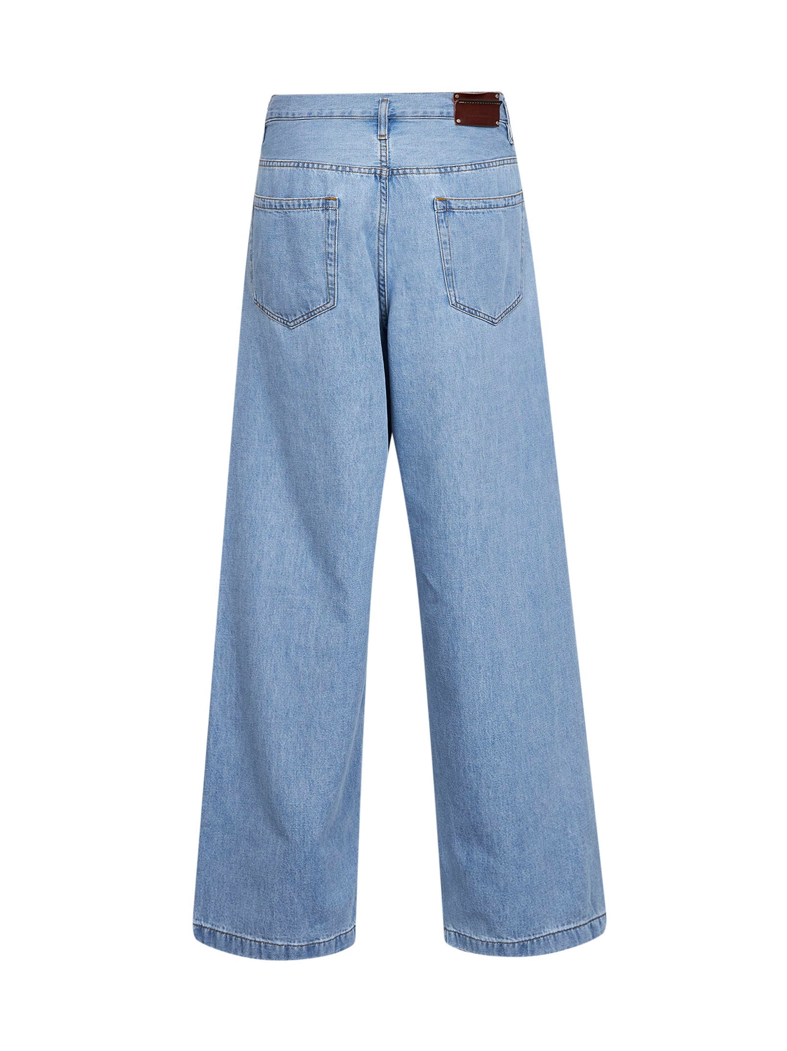 Dries Van Noten Men Light Blue Denim High-Rise Wide-Leg Jeans DRIES VAN NOTEN