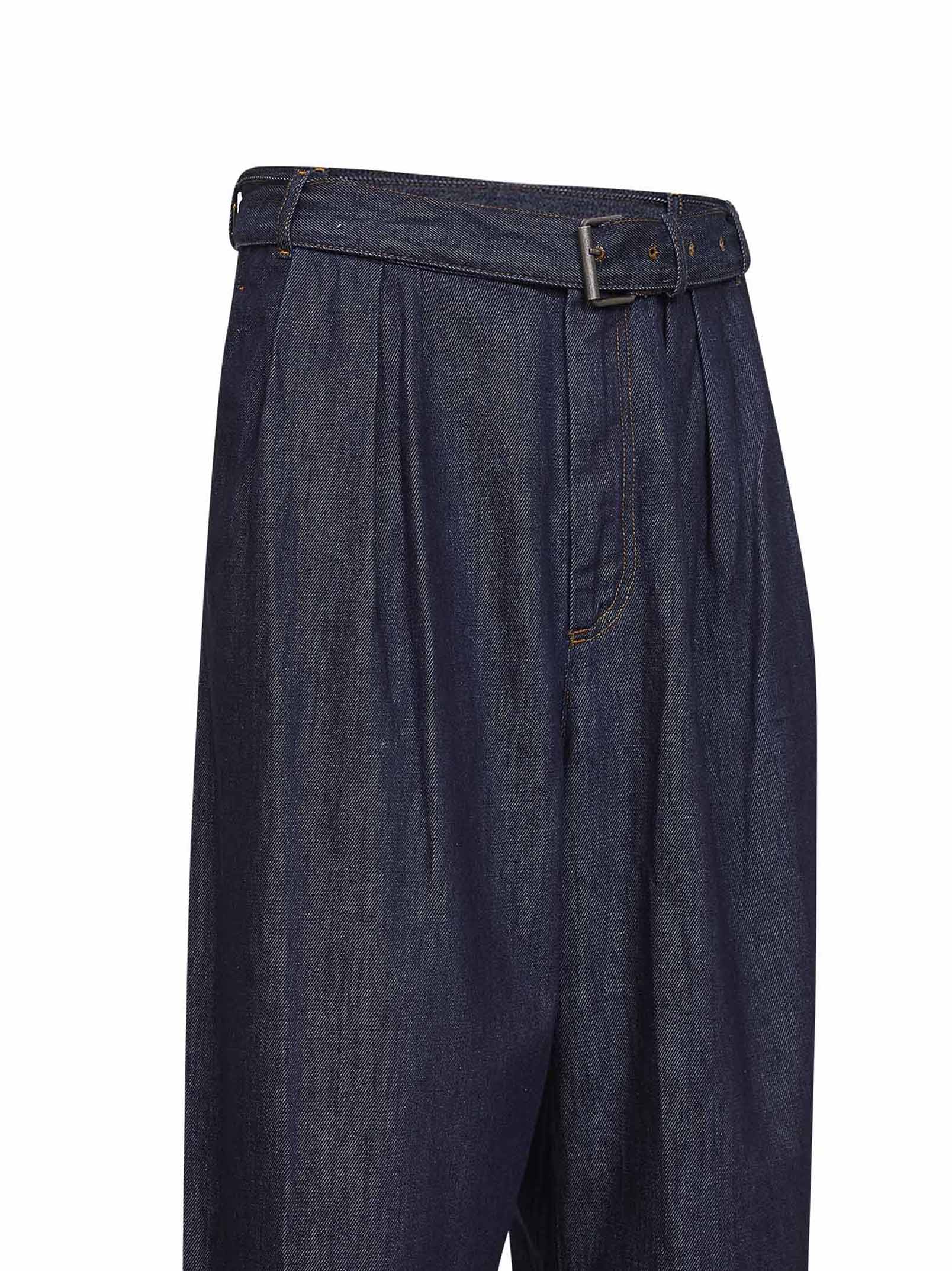 Dries Van Noten Men Indigo Denim Belted Wide-Leg Jeans DRIES VAN NOTEN
