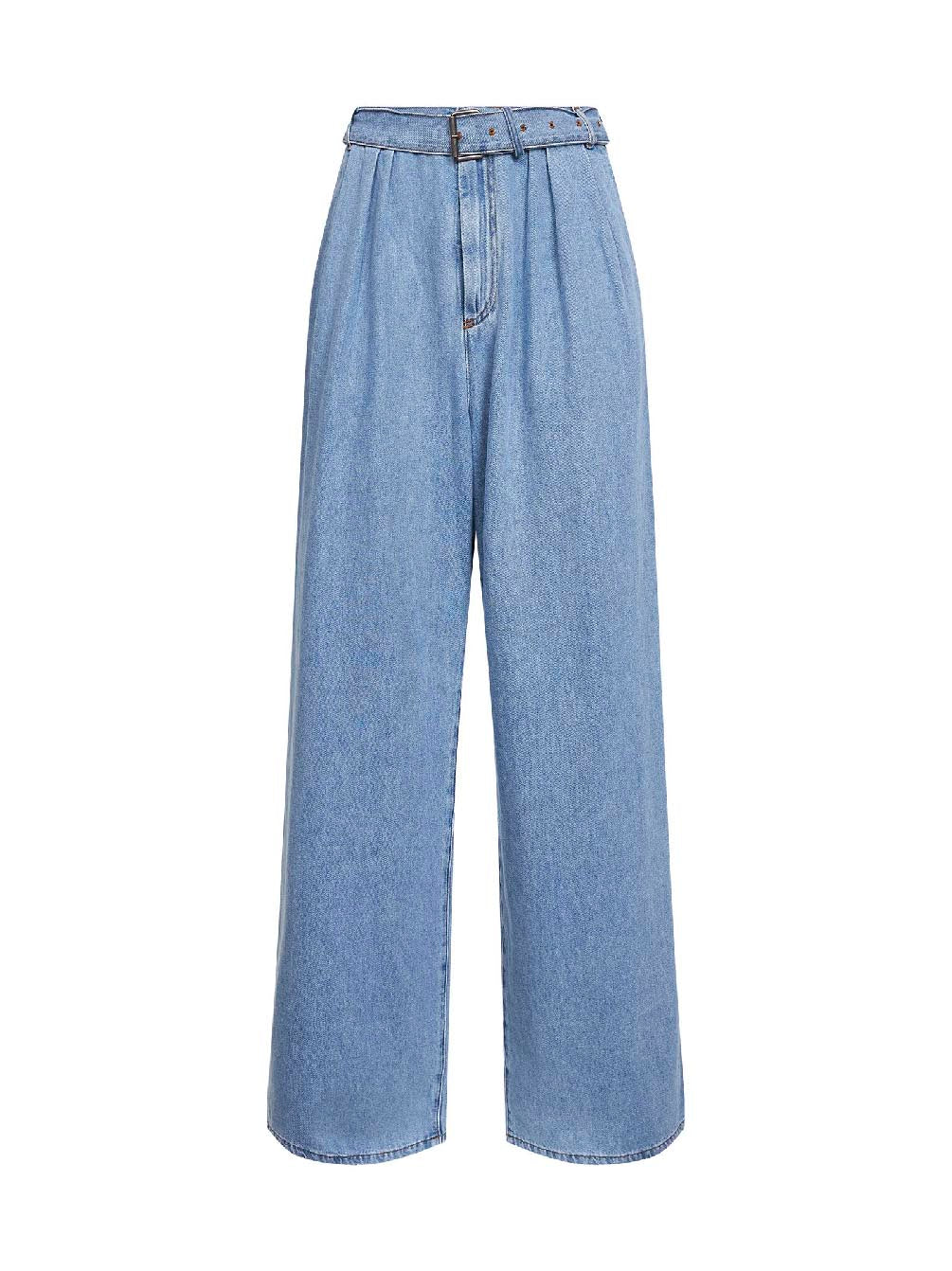 Dries Van Noten Men Light Blue Denim Belted Wide-Leg Jeans DRIES VAN NOTEN