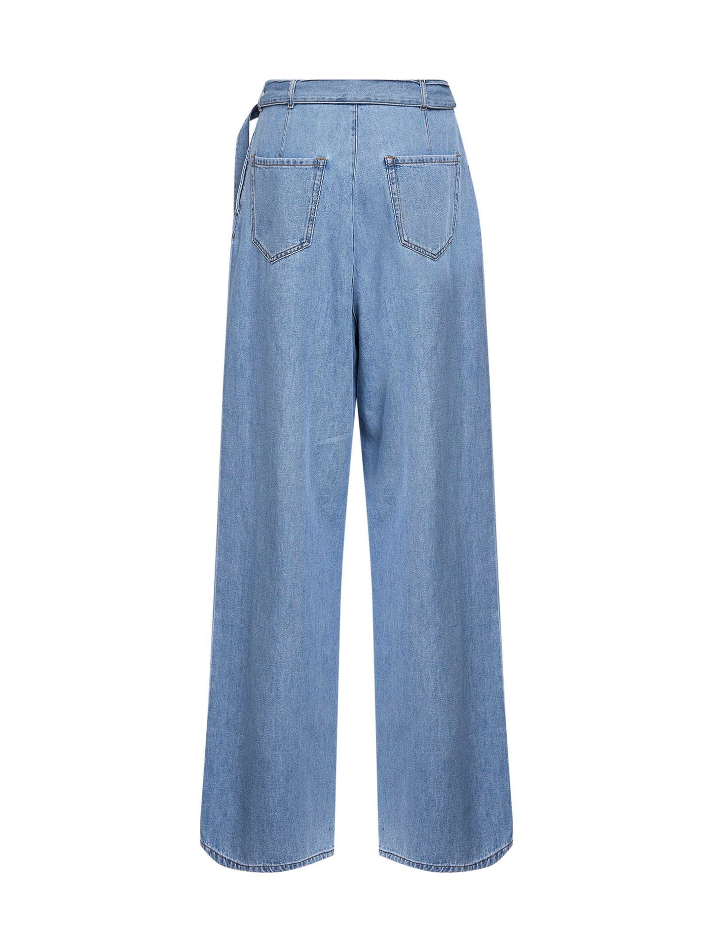 Dries Van Noten Men Light Blue Denim Belted Wide-Leg Jeans DRIES VAN NOTEN