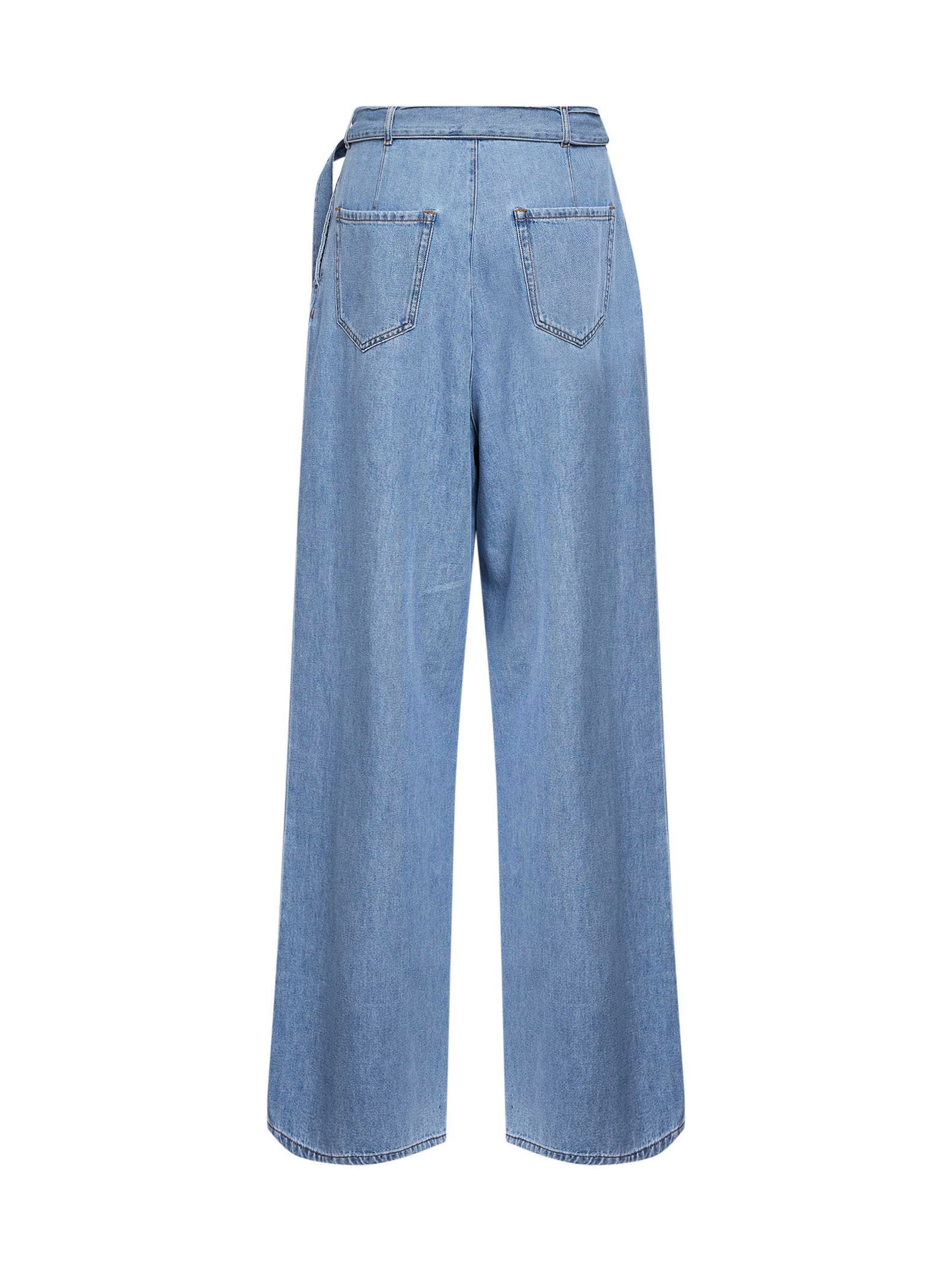 Dries Van Noten Men Light Blue Denim Belted Wide-Leg Jeans DRIES VAN NOTEN