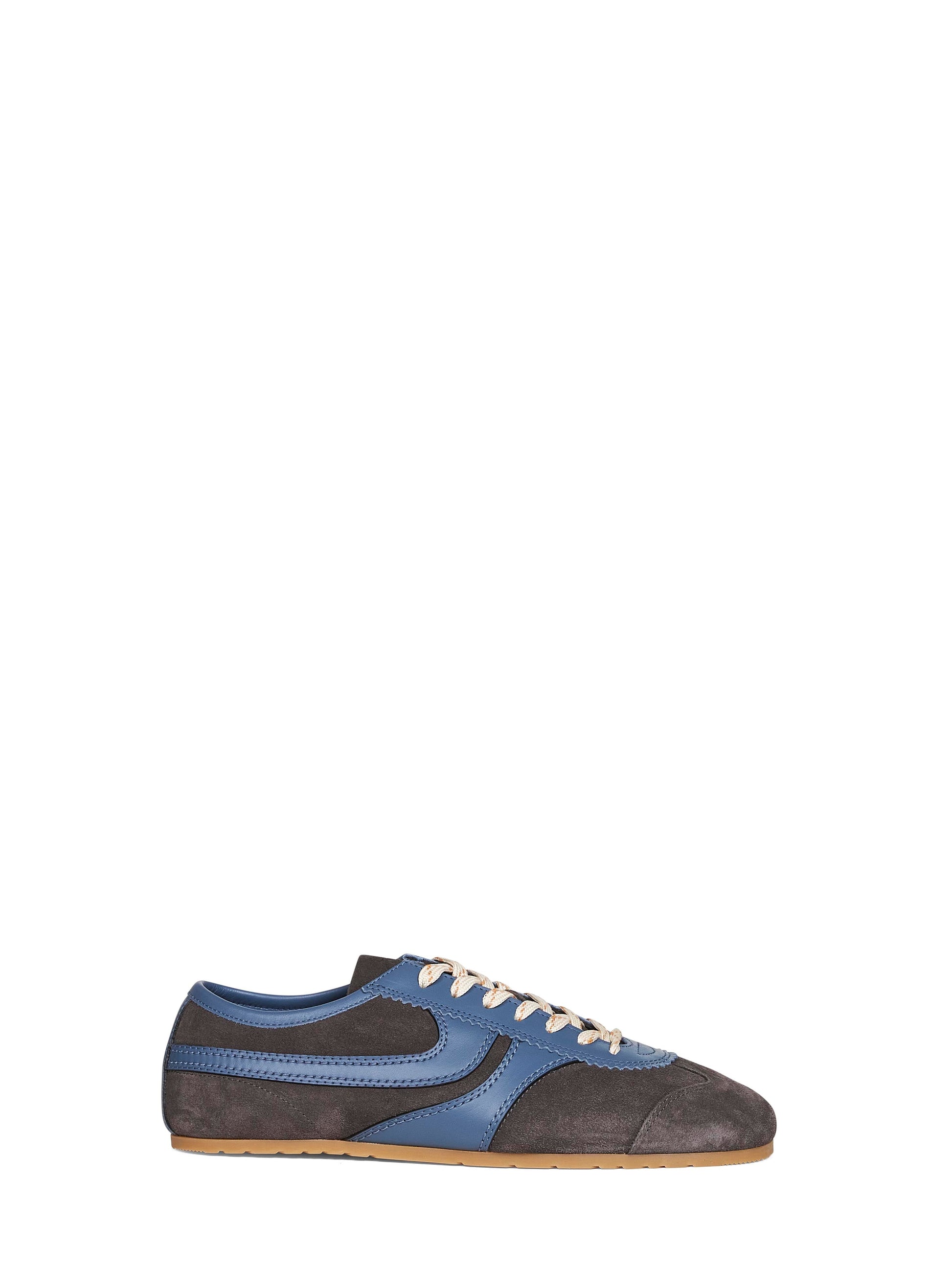 Dries Van Noten Men Steel Suede Sneakers With Leather Details DRIES VAN NOTEN