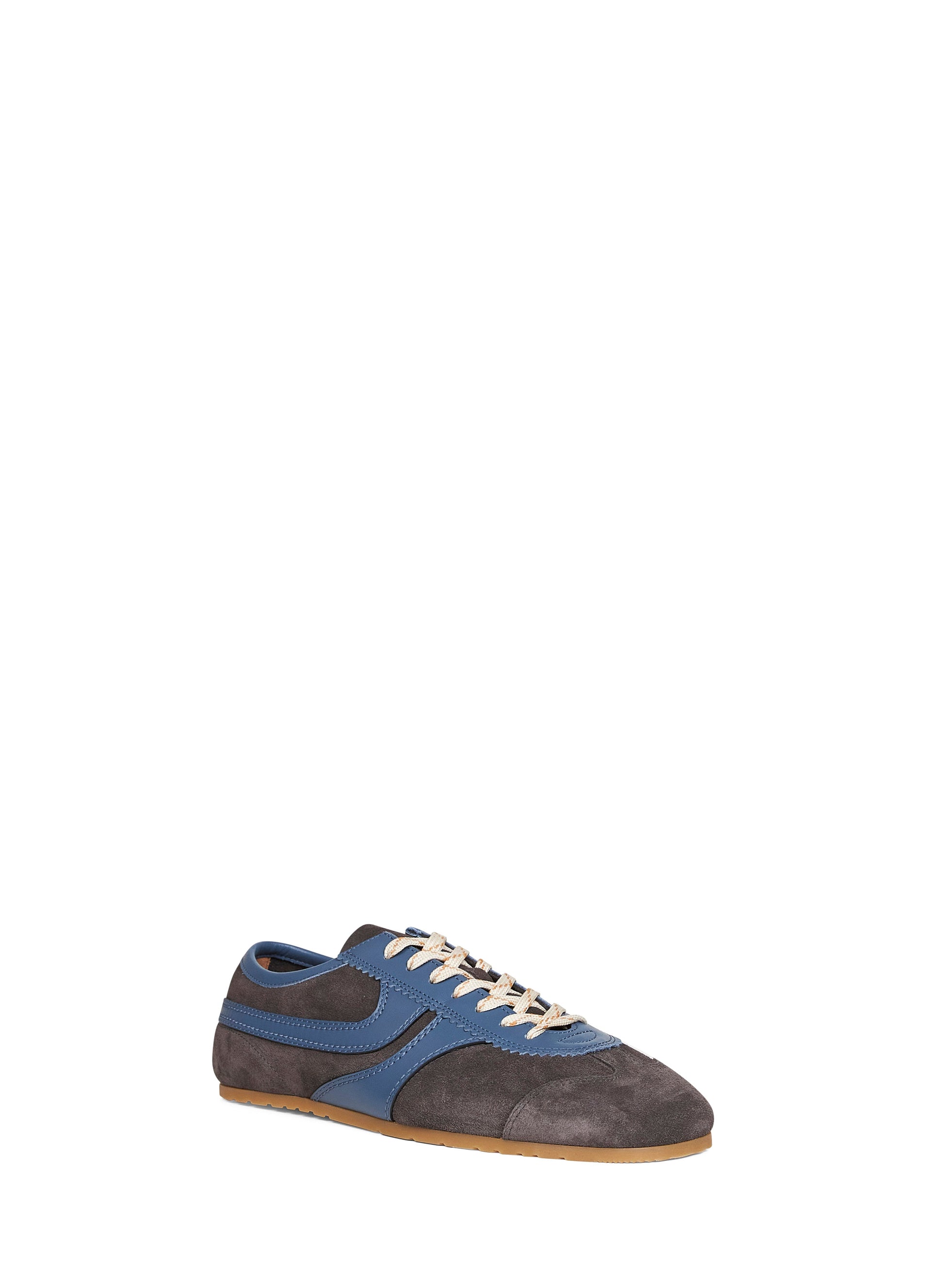 Dries Van Noten Men Steel Suede Sneakers With Leather Details DRIES VAN NOTEN
