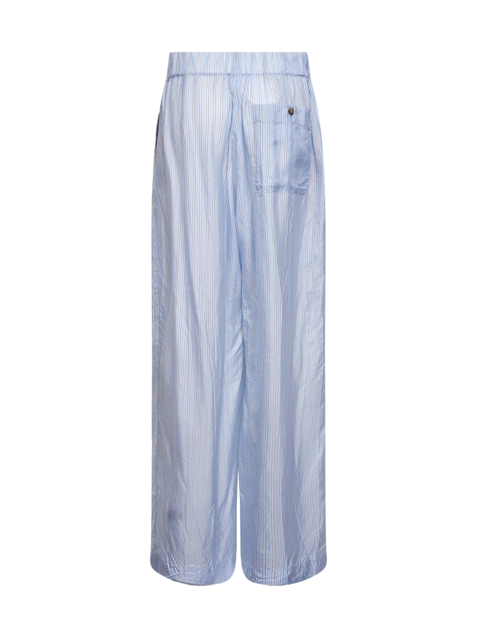 Dries Van Noten Women Light Blue Striped Cupro Wide-Leg Trousers DRIES VAN NOTEN