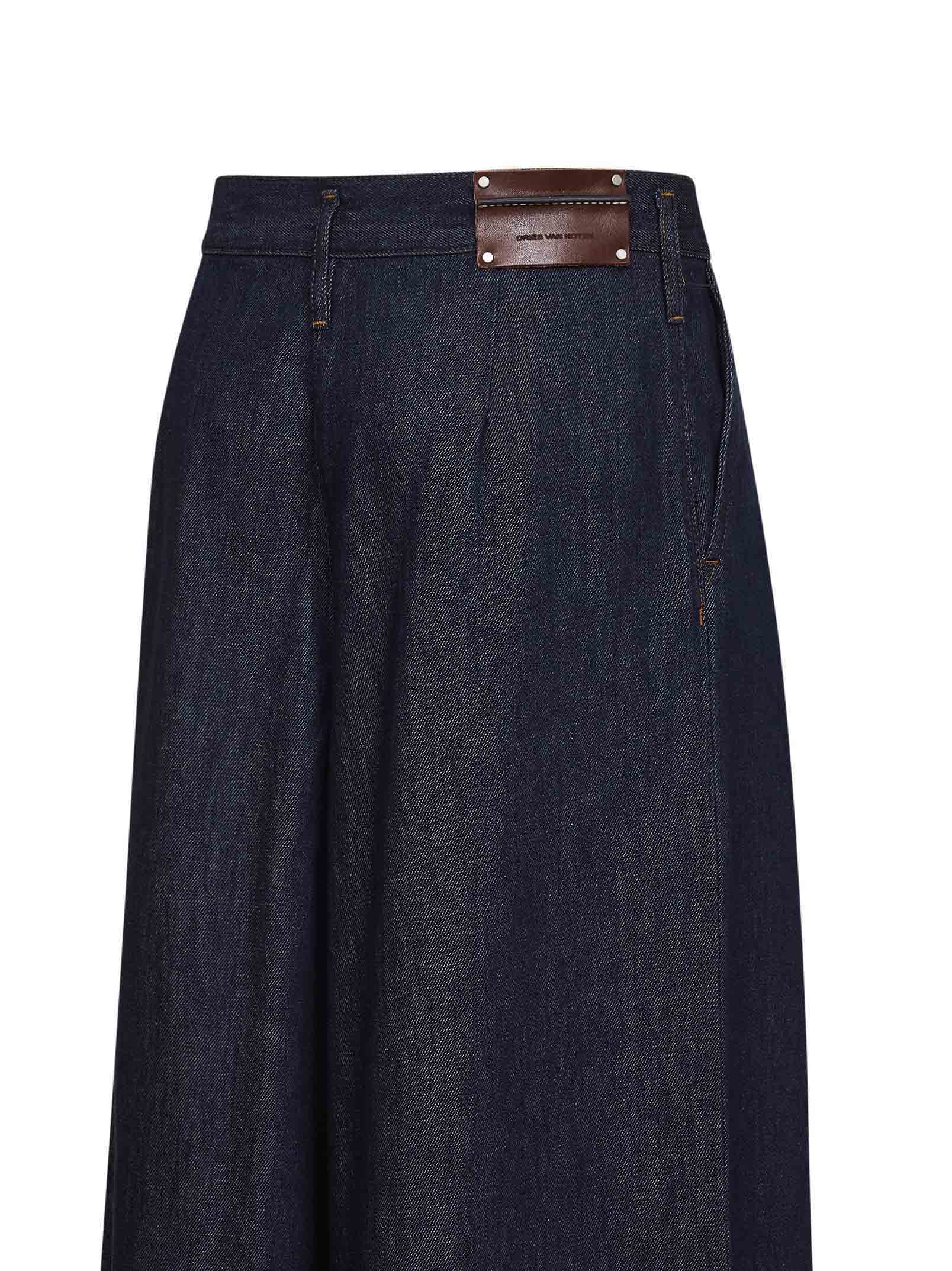 Dries Van Noten Women Indigo Denim Wide-Leg Pleated Jeans DRIES VAN NOTEN