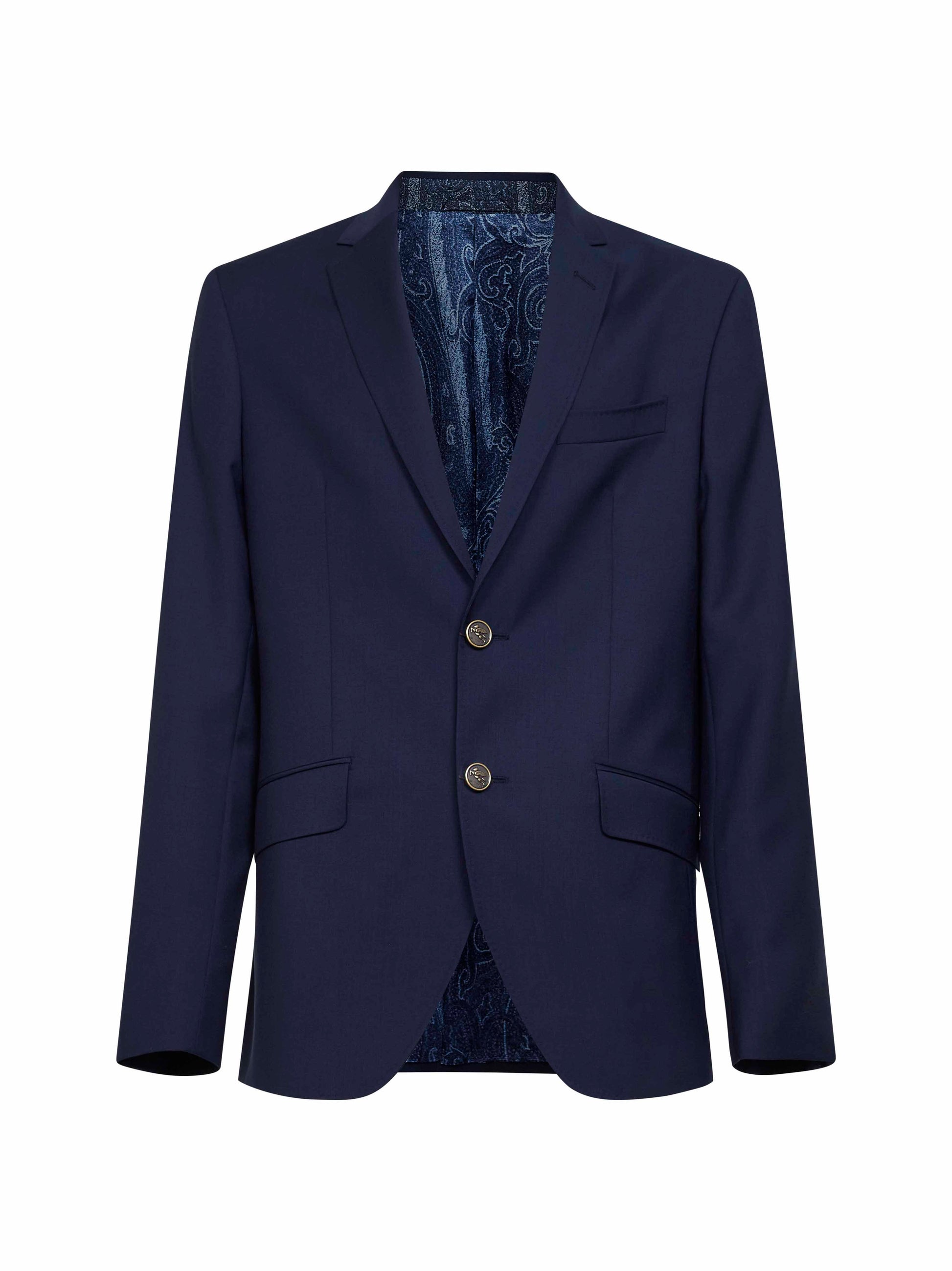 Etro Men Blue Wool Single-Breasted Jacket ETRO
