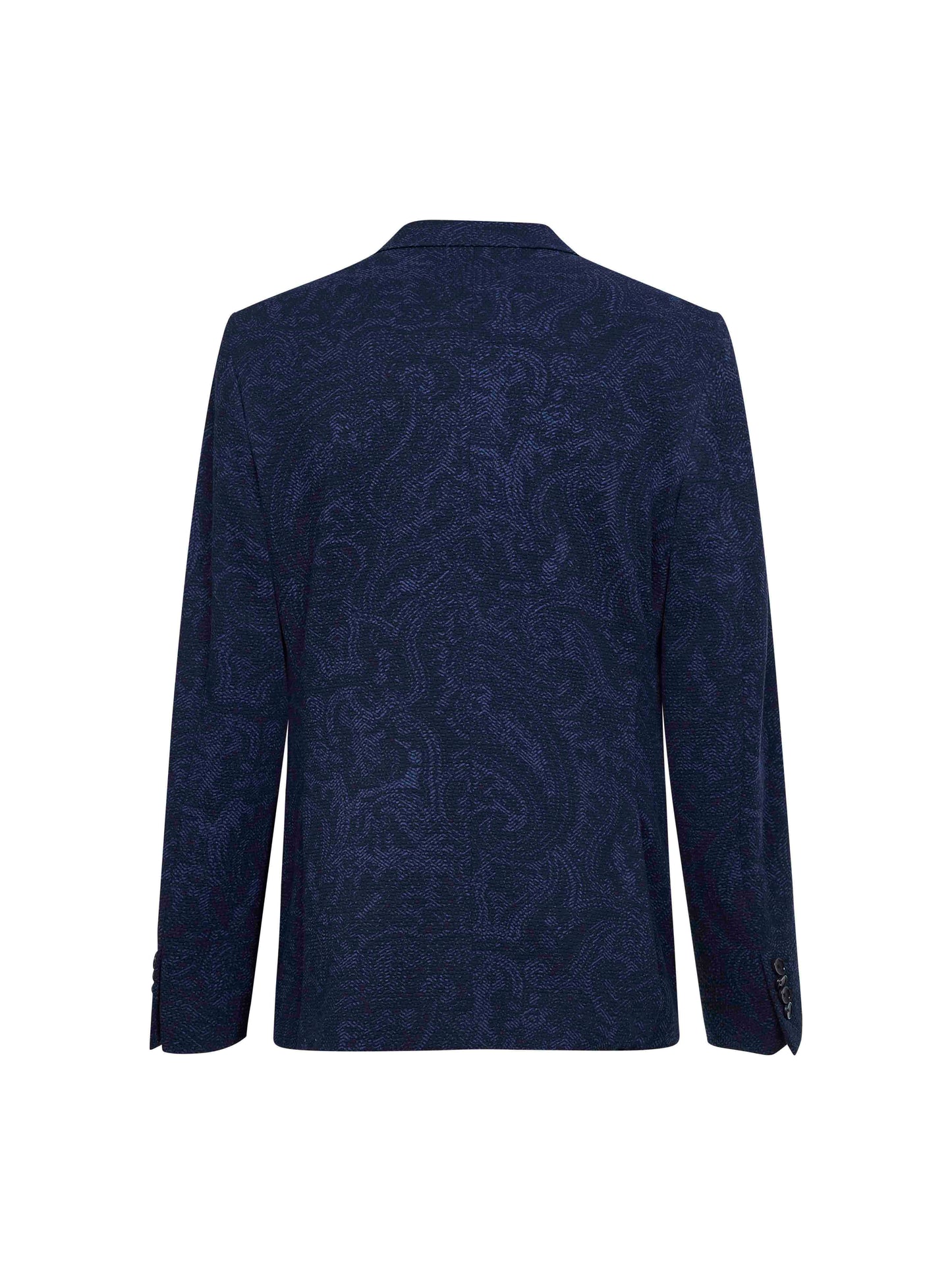 Etro Men Blue Paisley-Pattern Seersucker Jersey Single-Breasted Jacket ETRO