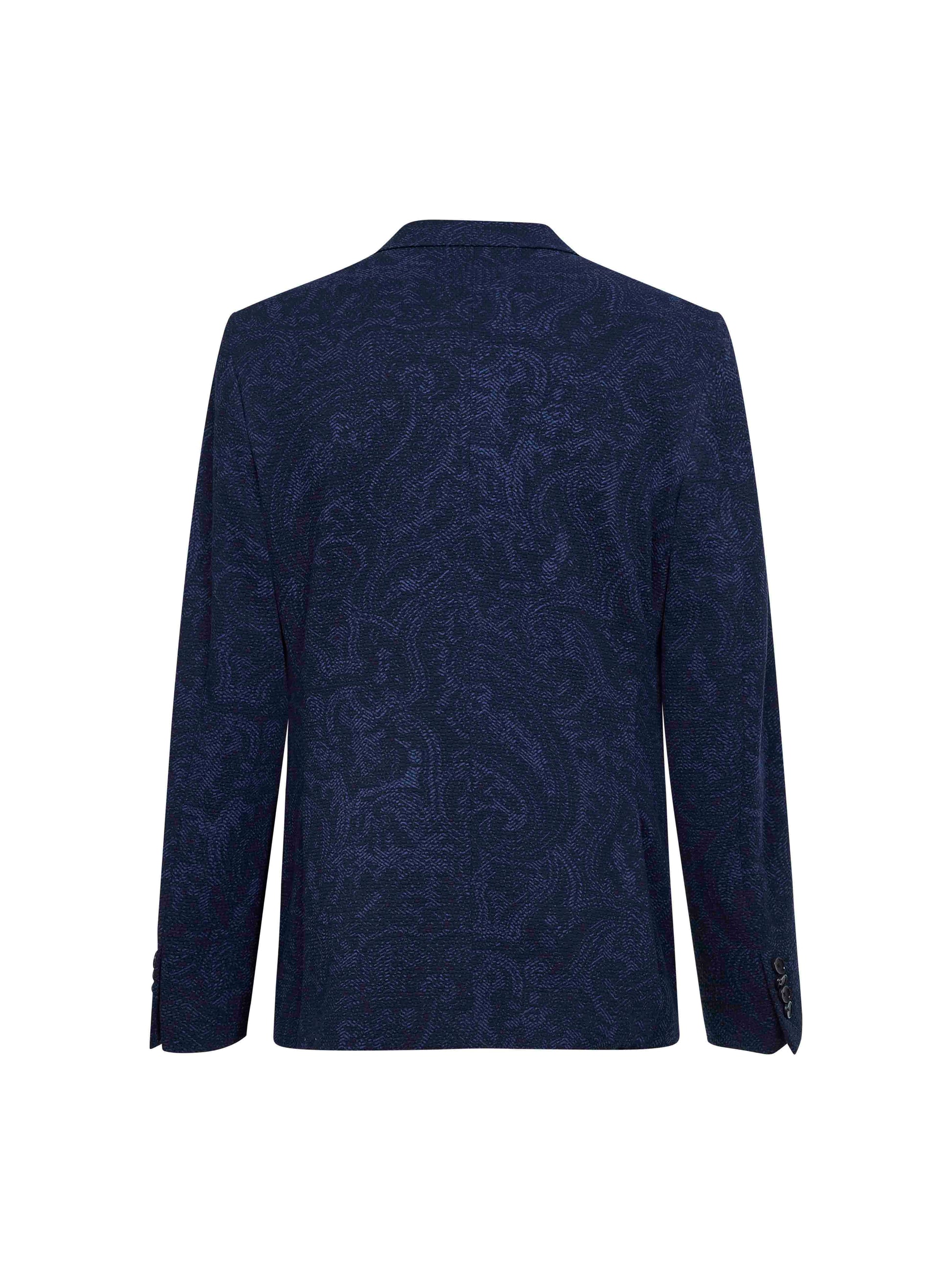 Etro Men Blue Paisley-Pattern Seersucker Jersey Single-Breasted Jacket ETRO