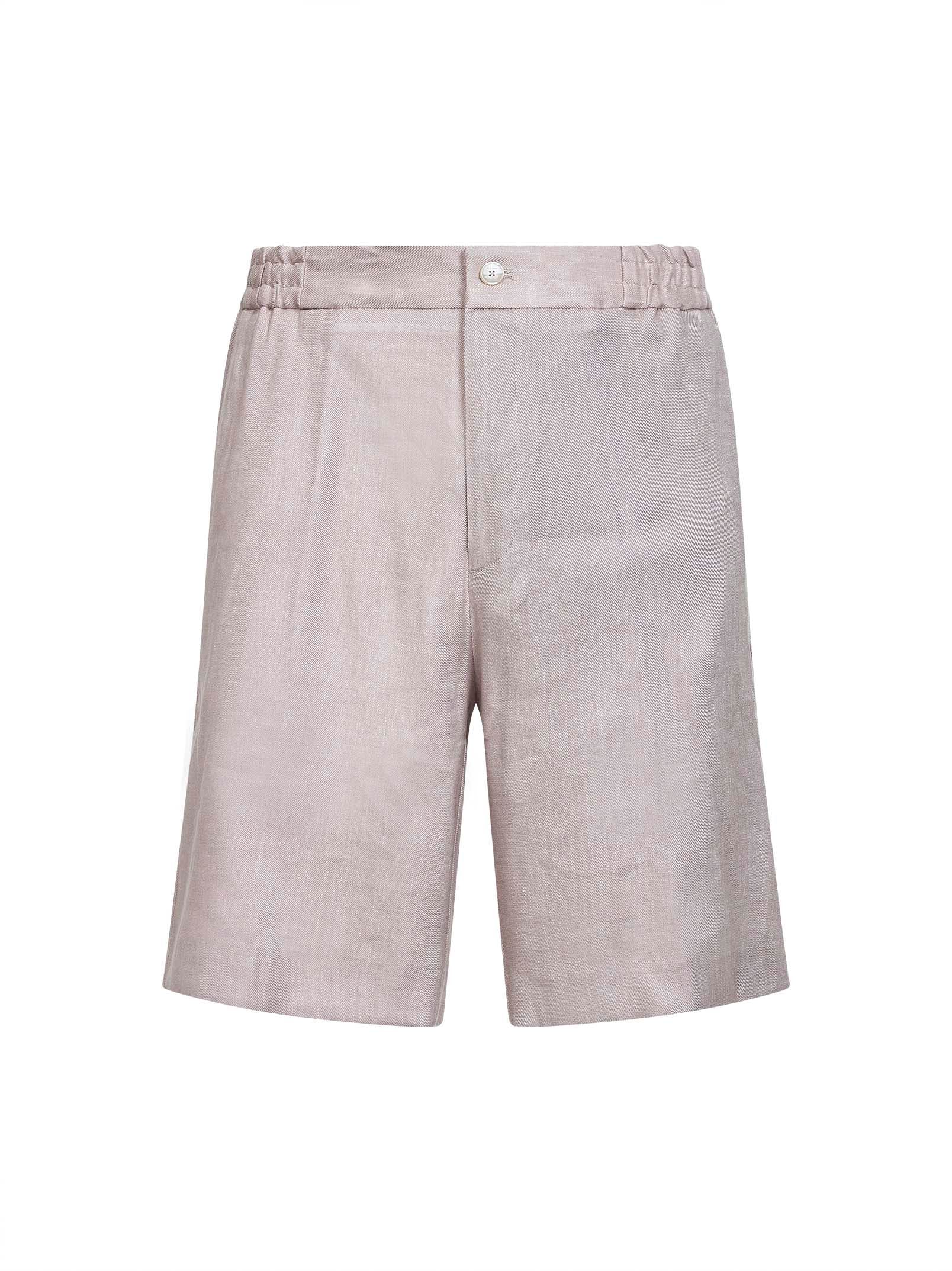 Etro Men Beige Stretch Linen Blend Bermuda Shorts ETRO