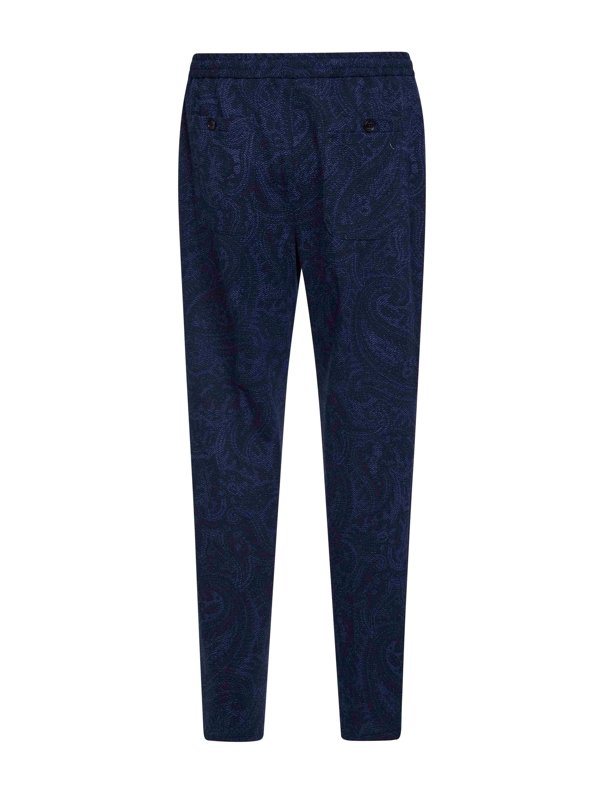Etro Men Blue Paisley-Pattern Seersucker Jersey Jogger Trousers ETRO