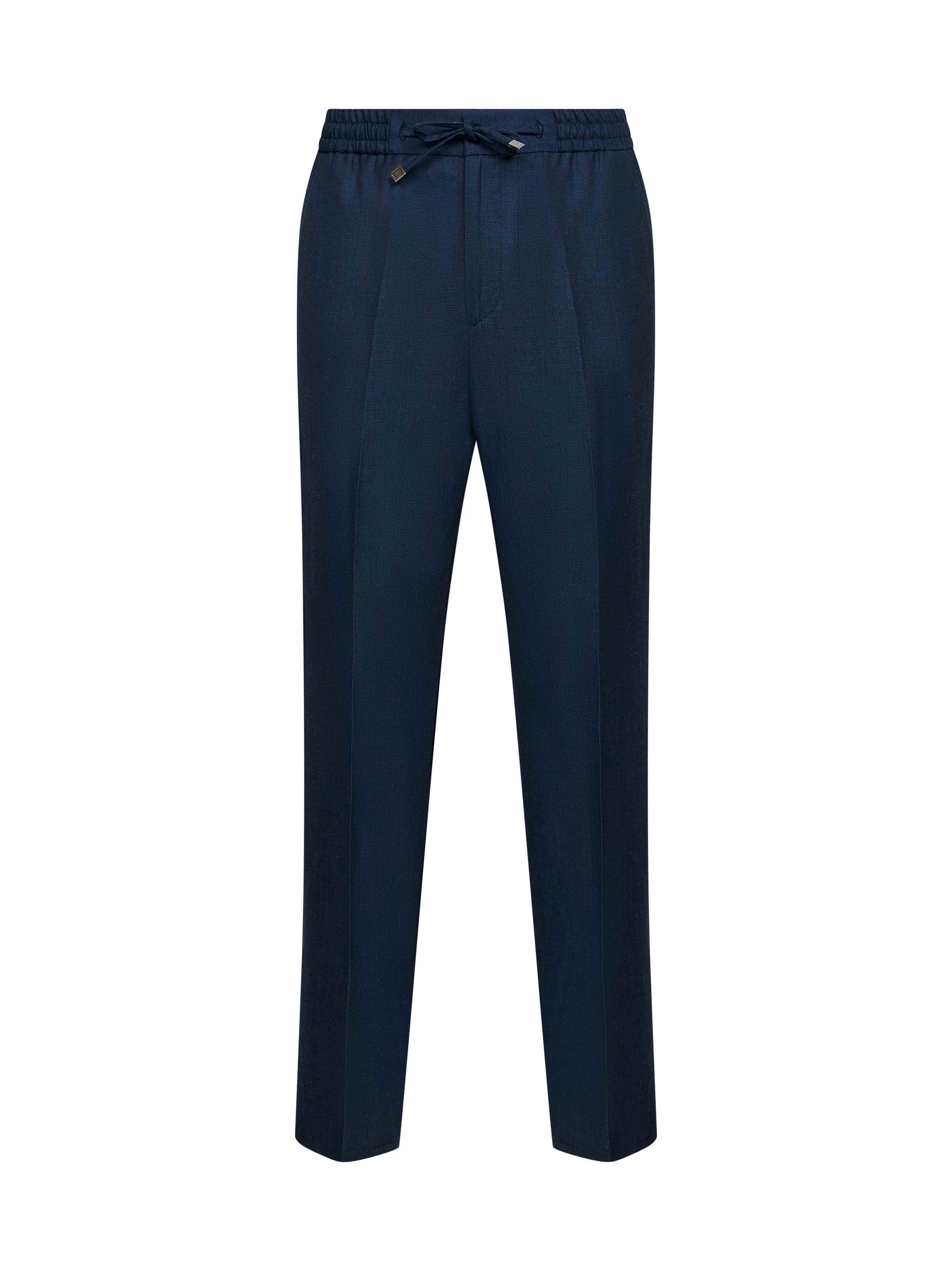Etro Men Blue Wool And Linen Jogger Trousers ETRO