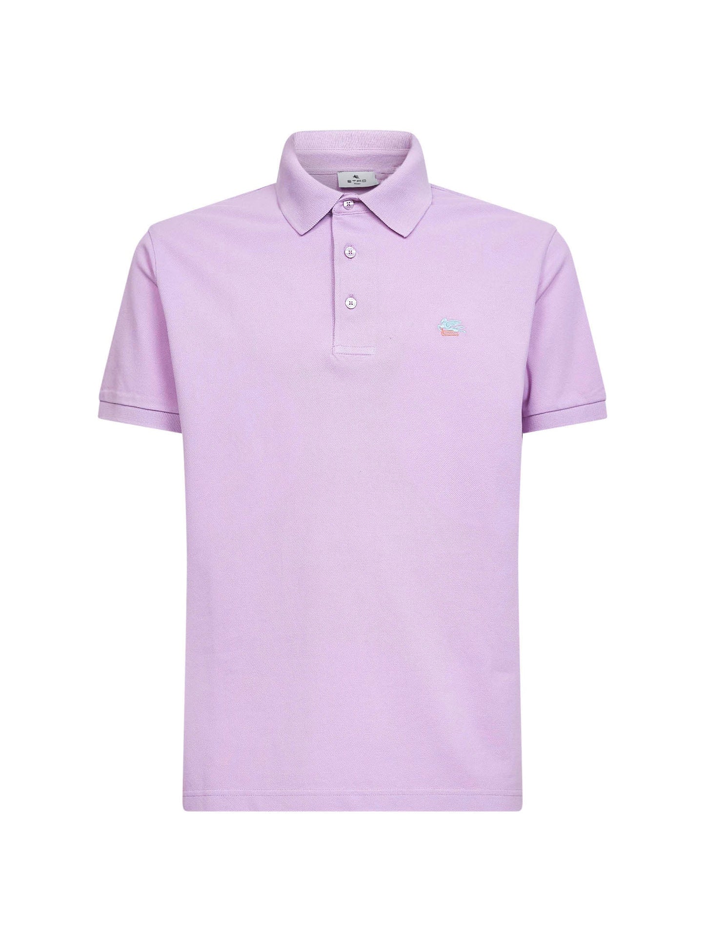 Etro Men Lilac Cotton Pique Polo Shirt With Pegaso Embroidery ETRO