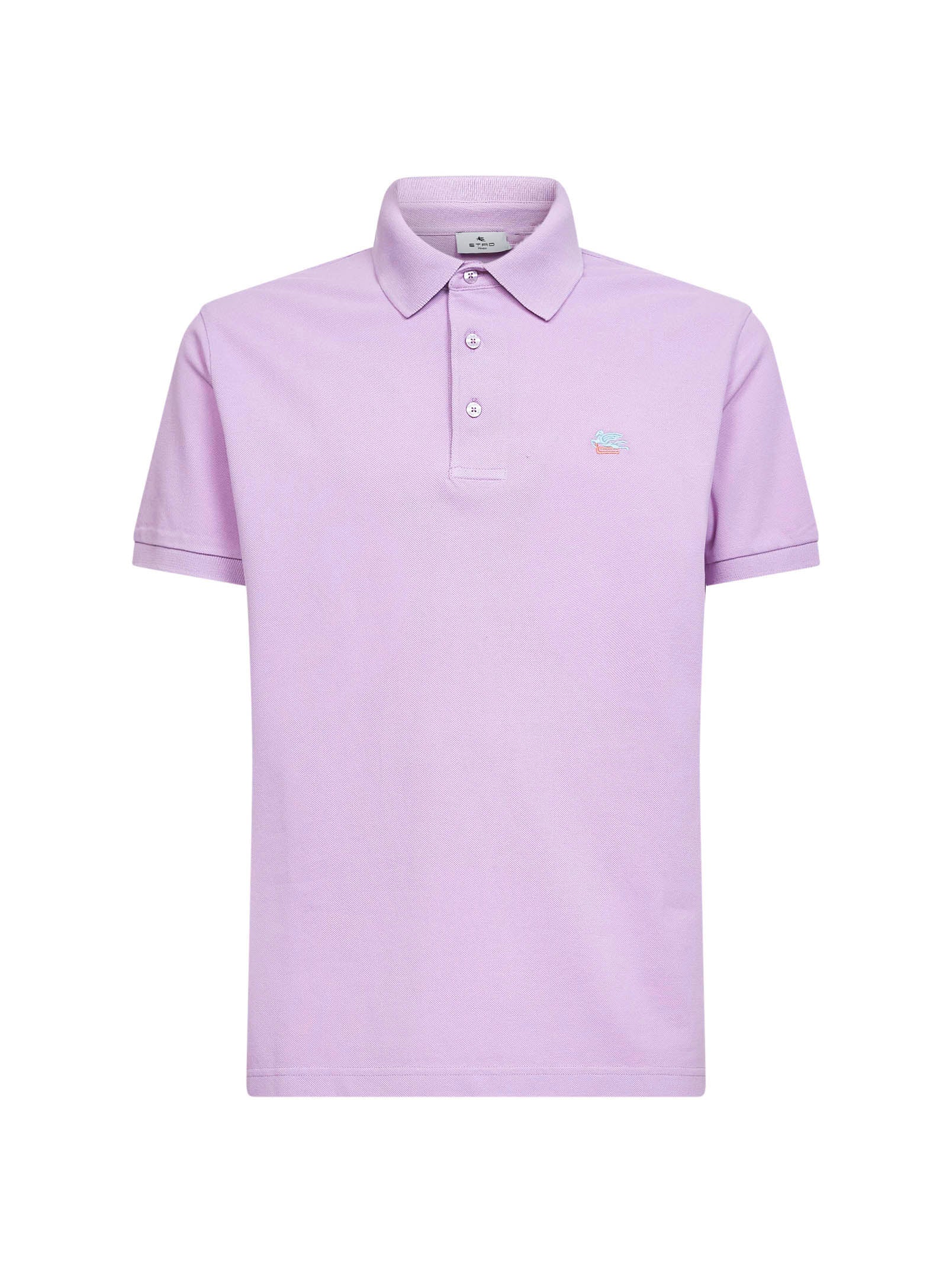 Etro Men Lilac Cotton Pique Polo Shirt With Pegaso Embroidery ETRO