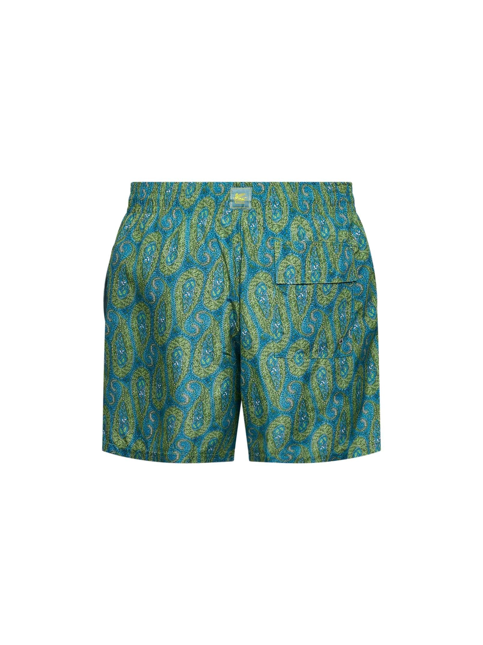 Etro Men Green Floral Paisley-Printed Swim Shorts ETRO