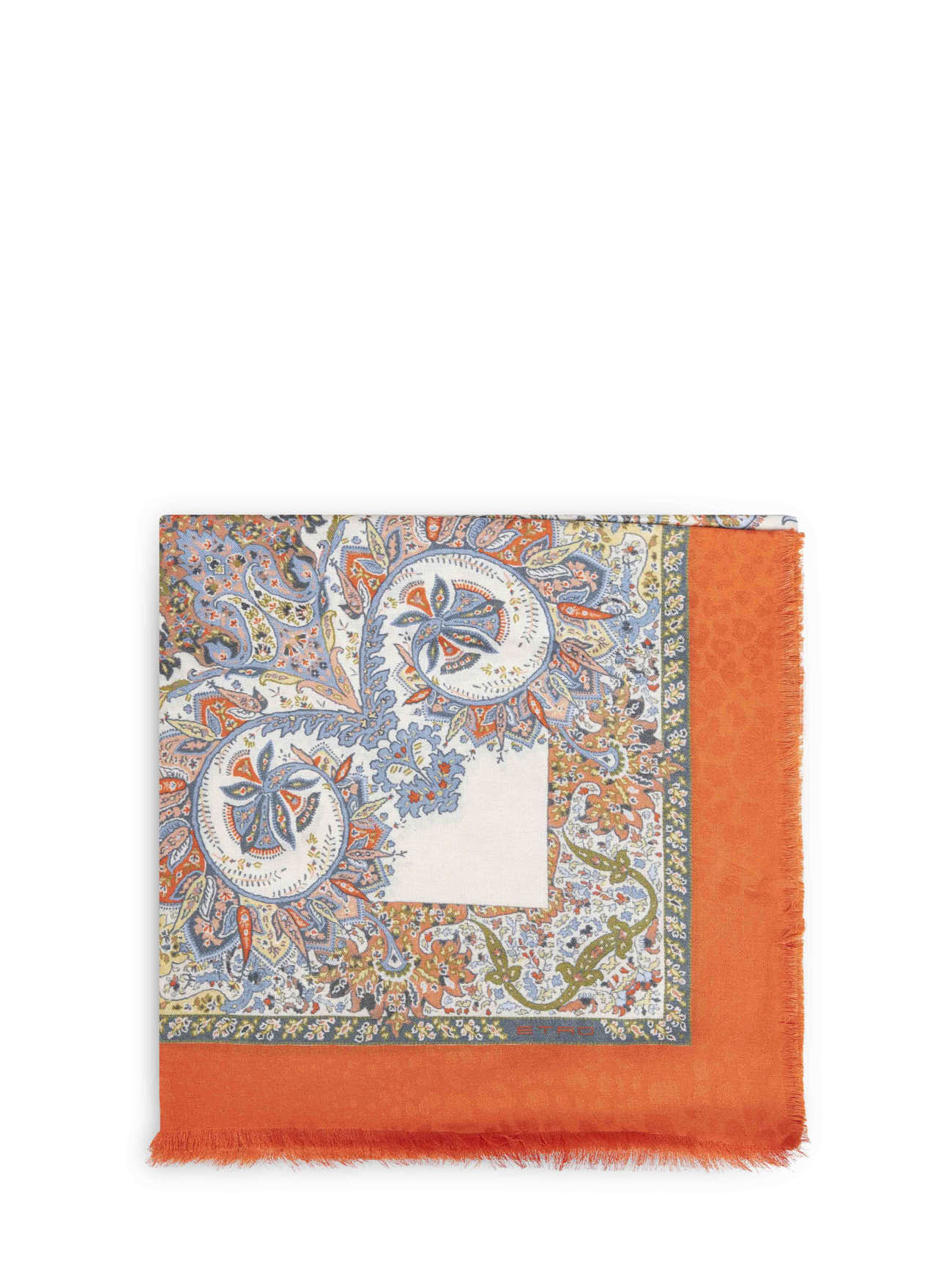 Etro Women Orange Cotton Blend Floral Paisley-Pattern Shawl ETRO