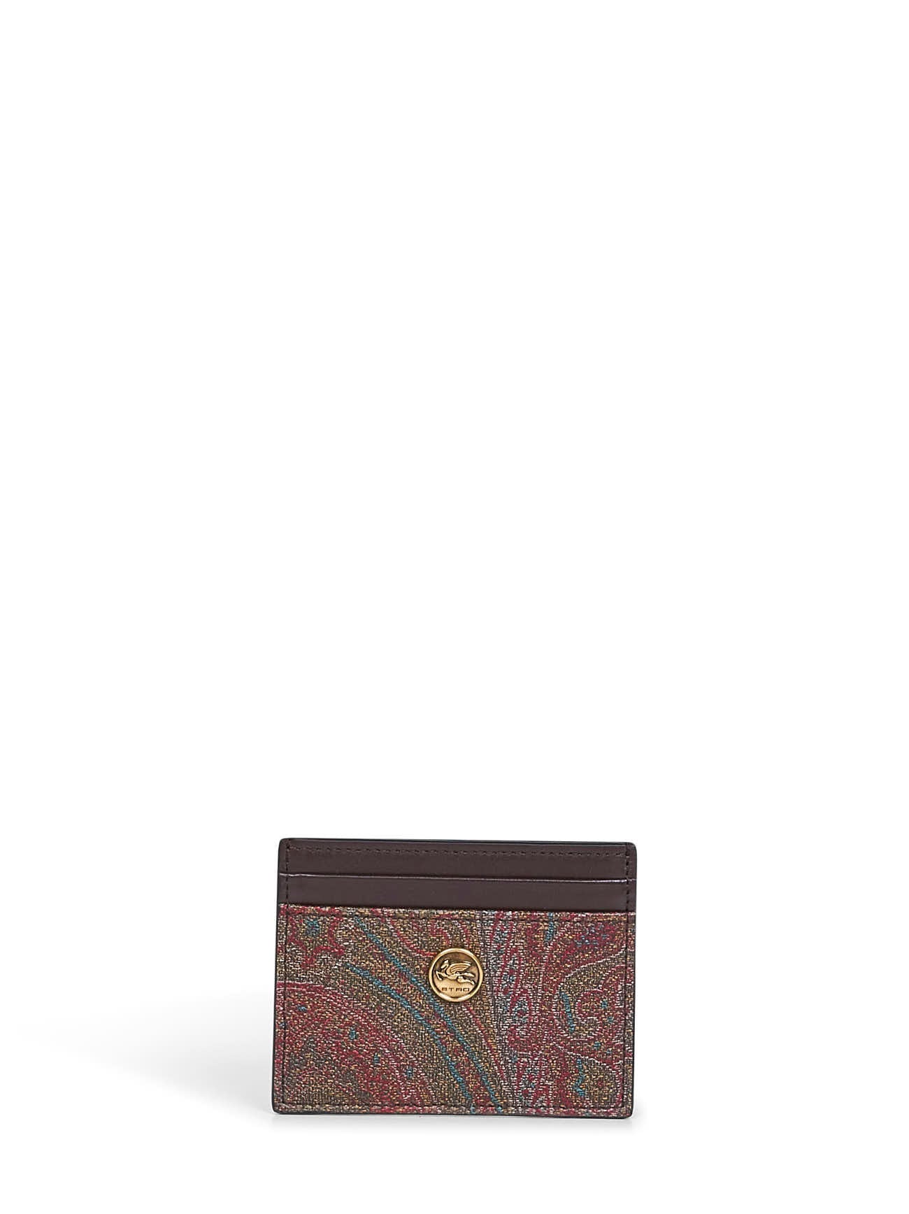 Etro Women Brown Paisley Card Holder With Coin ETRO