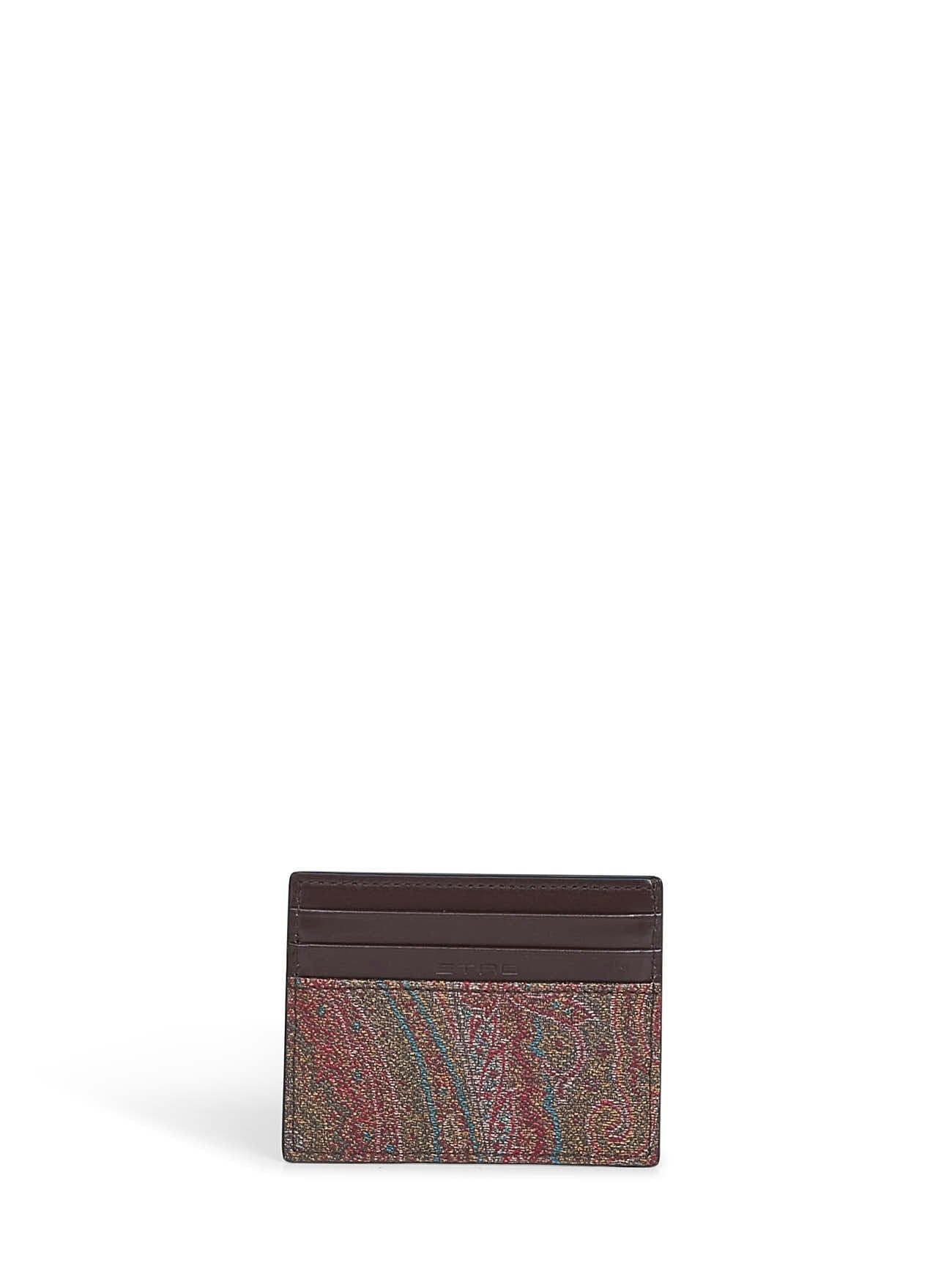 Etro Women Brown Paisley Card Holder With Coin ETRO