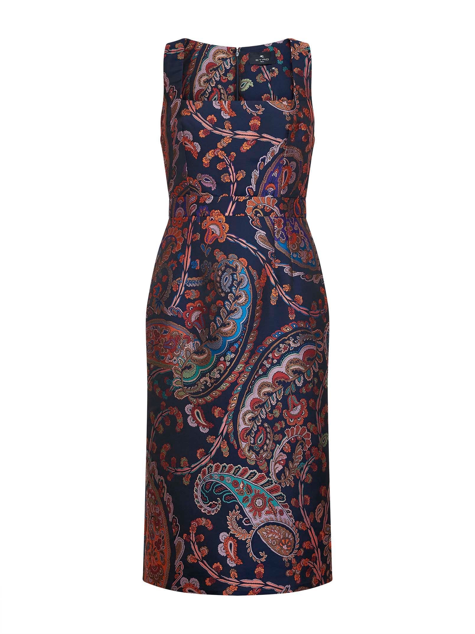 Etro Women Blue Floral Paisley-Pattern Jacquard Midi Sheath Dress ETRO