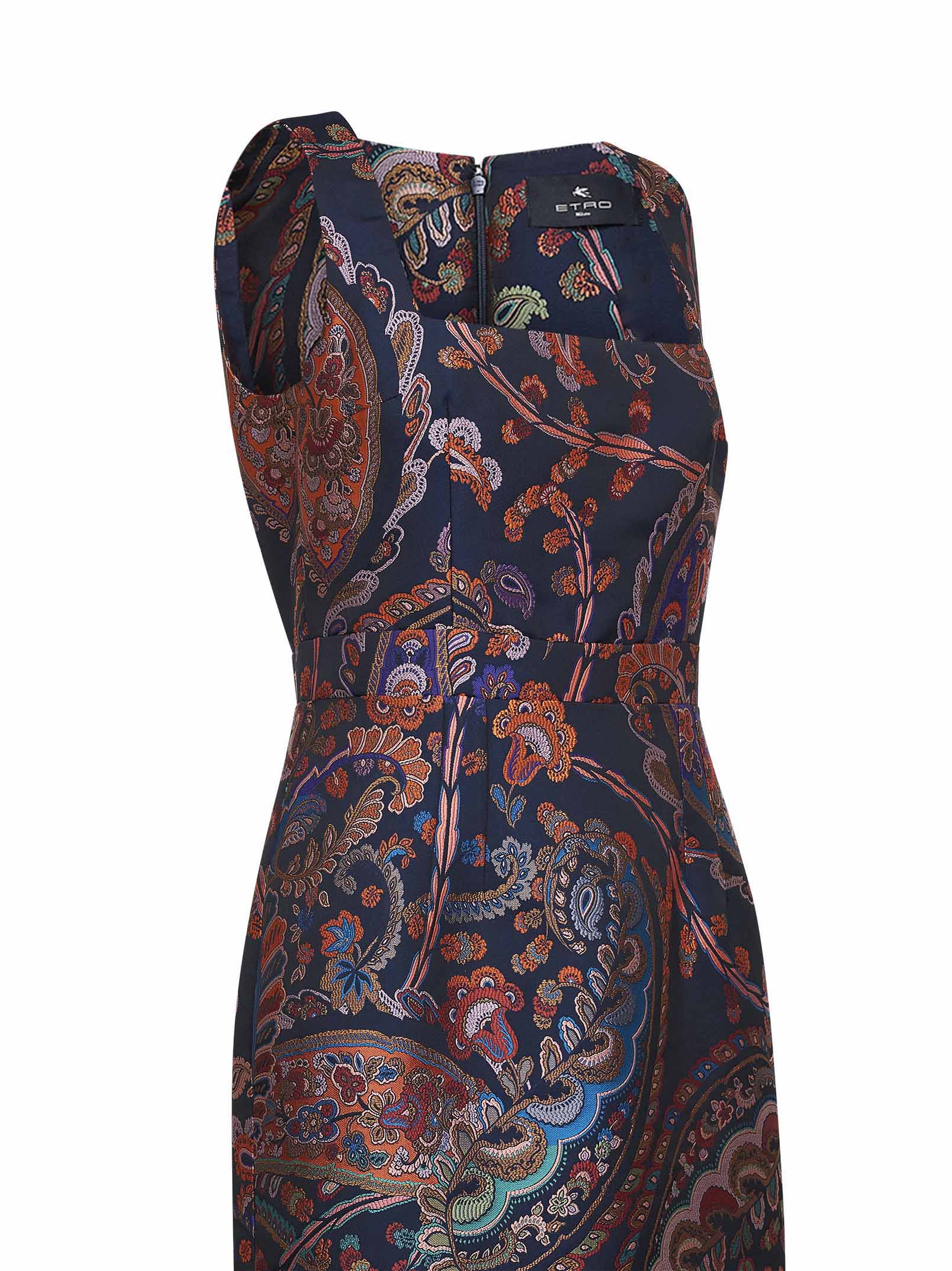 Etro Women Blue Floral Paisley-Pattern Jacquard Midi Sheath Dress ETRO