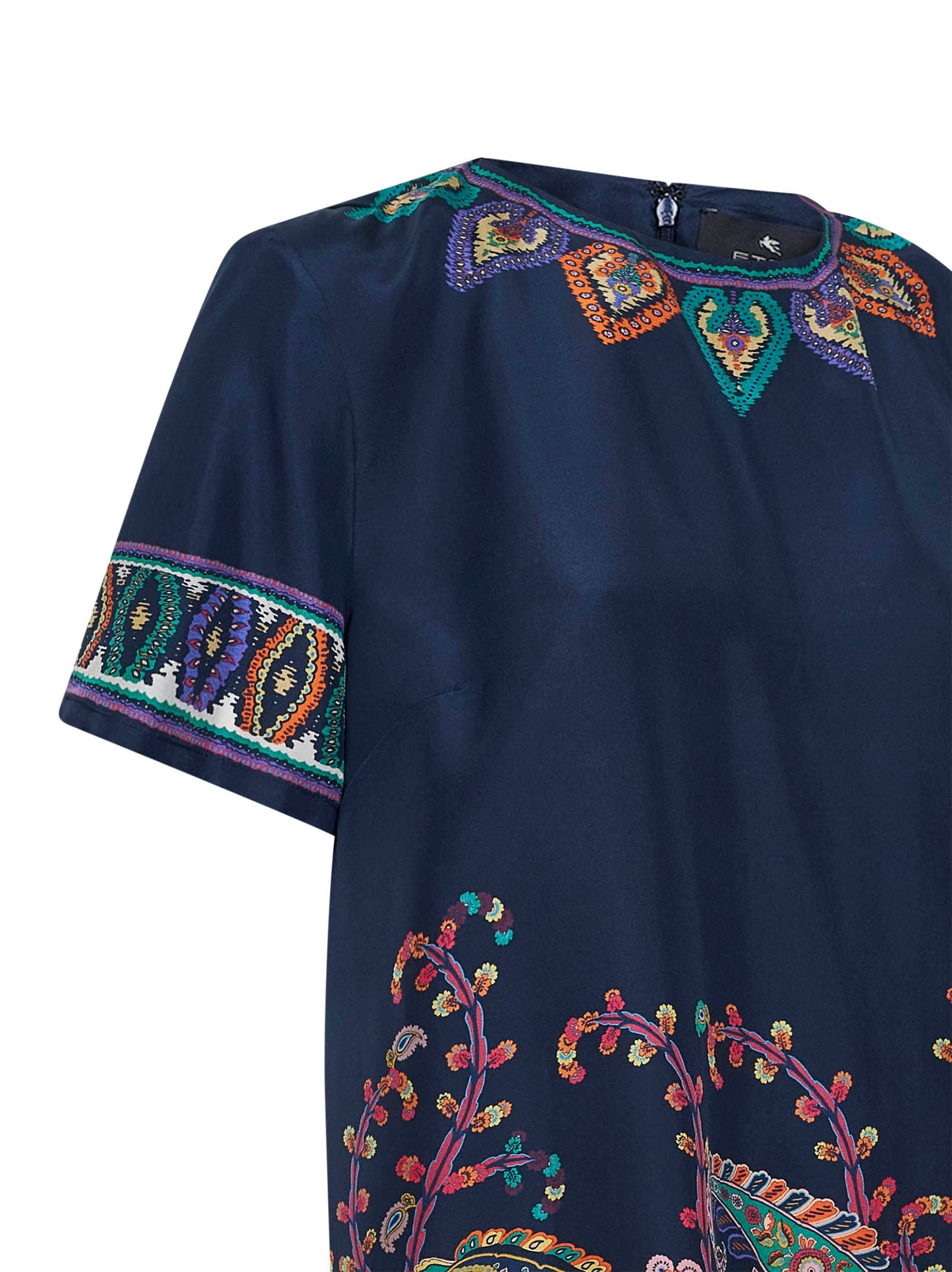 Etro Women Blue Paisley-Print Habotai Silk Tunic Short Dress ETRO