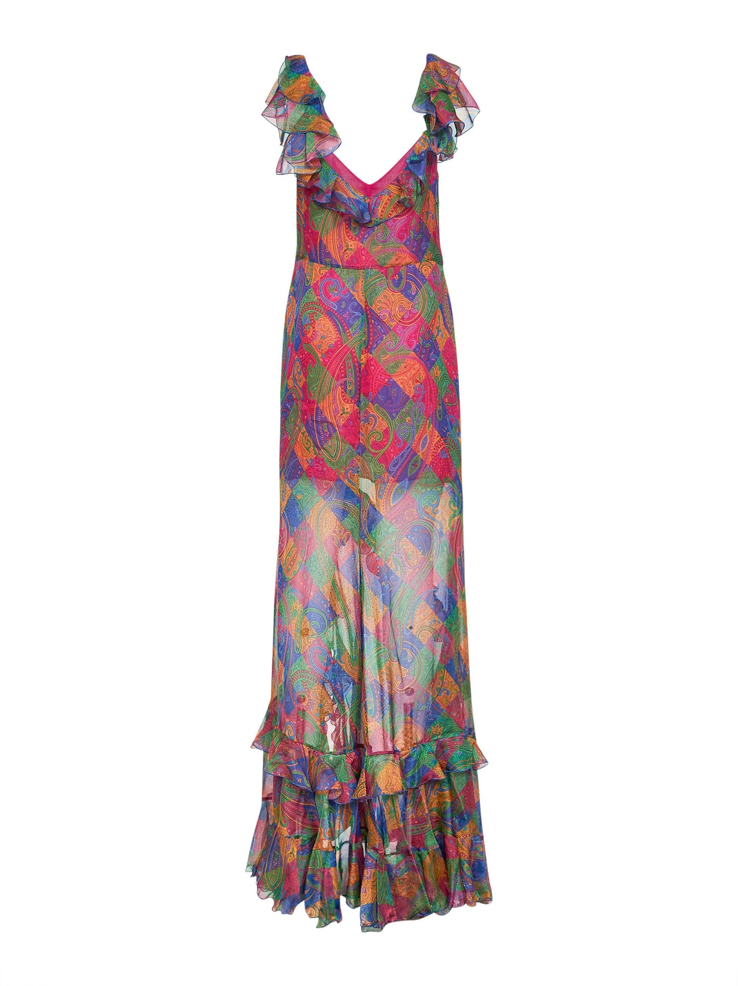 Etro Women Geometric Paisley-Pattern Silk Chiffon Maxi Dress ETRO